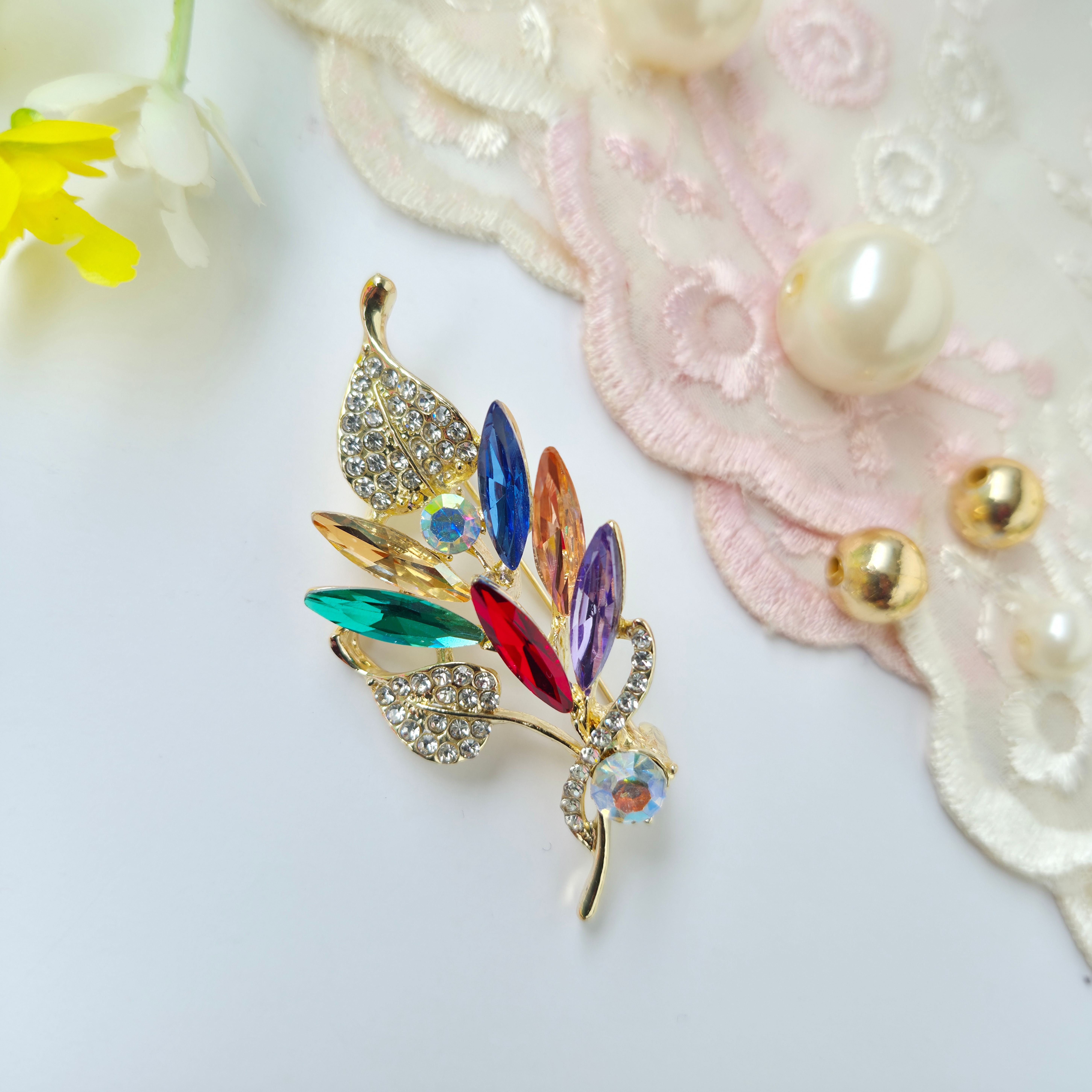 ✨ Multicolor Leaf Brooch by Rabloo Accessories