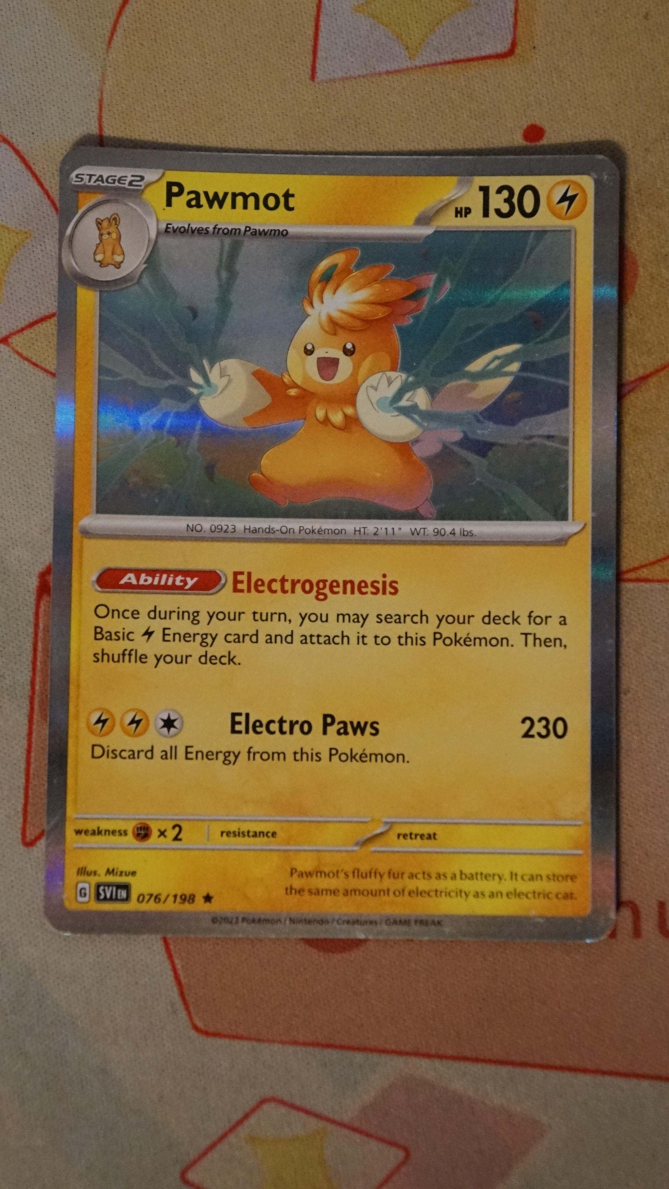 Pokemon Pawmot 076/198 Scarlet & Violet Base Holo LP - photo 3
