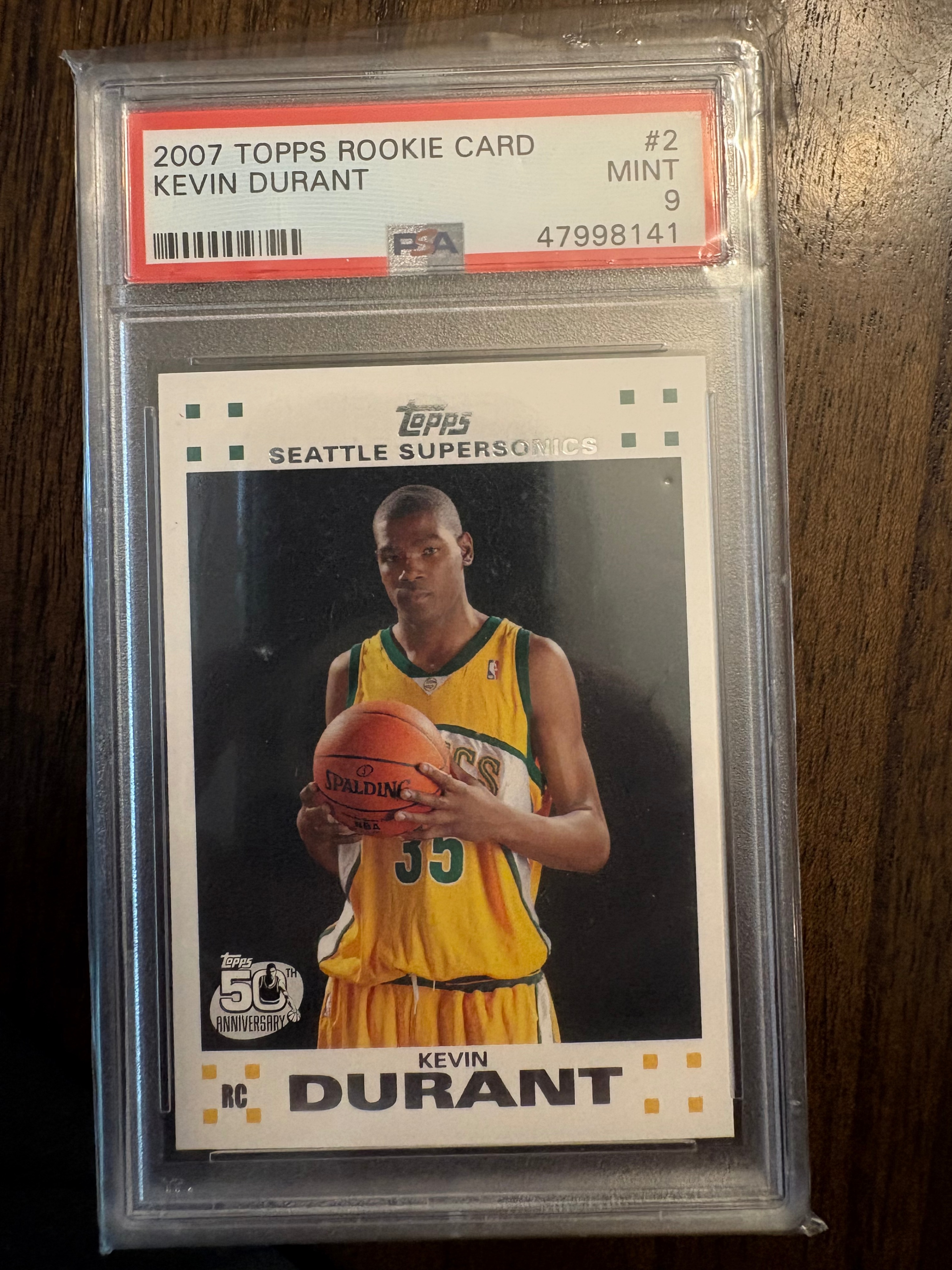 2007 Topps Kevin Durant Rookie Card #2 - PSA Graded Mint 9