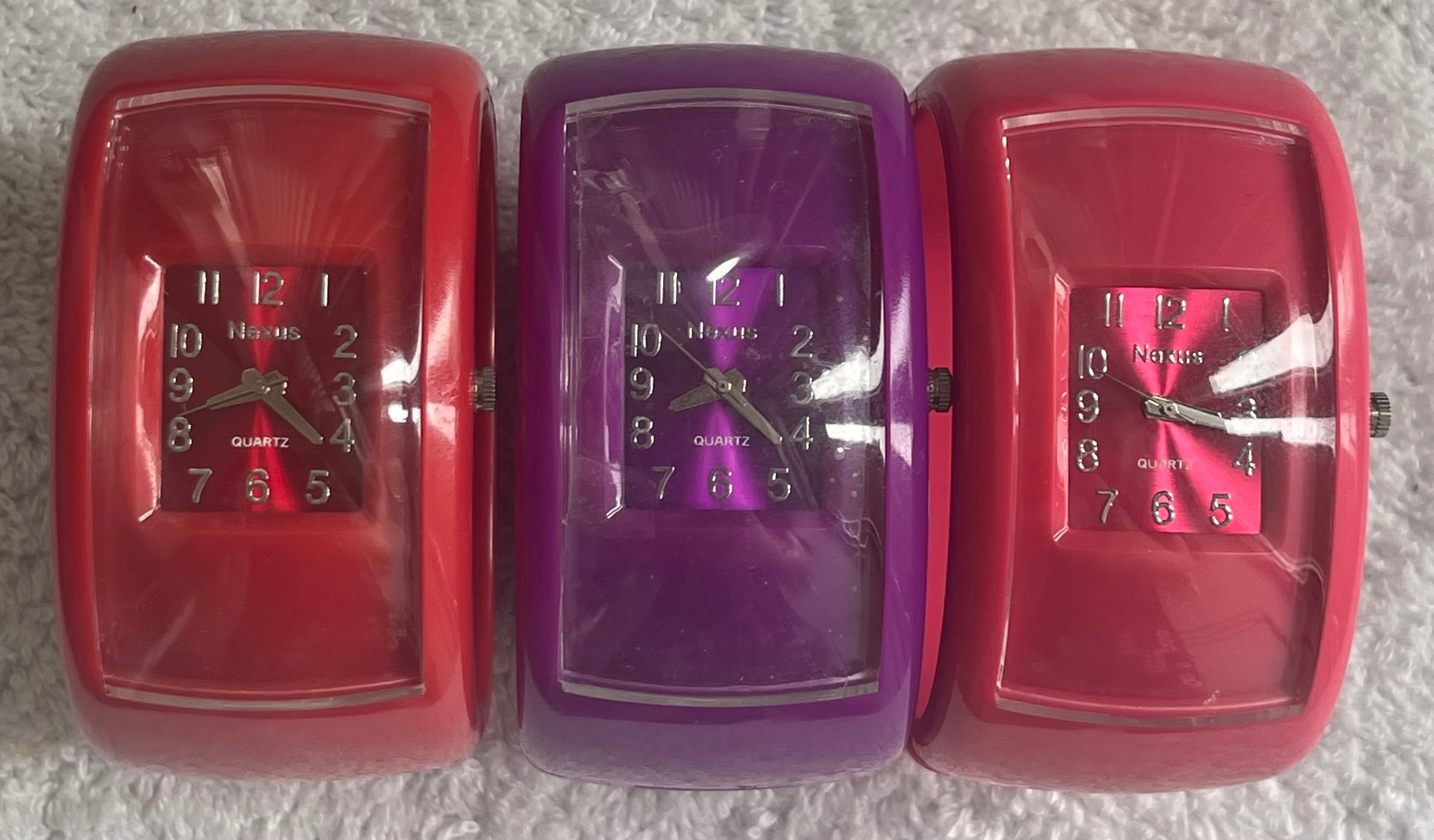 Set of 3 Y2K Chunky Acrylic Bangle Watches (Needs Batteries) - photo 2