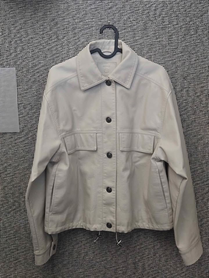 MAX STUDIO FAUX LEATHER JACKET WOMENS MEDIUM IN BONE WHITE