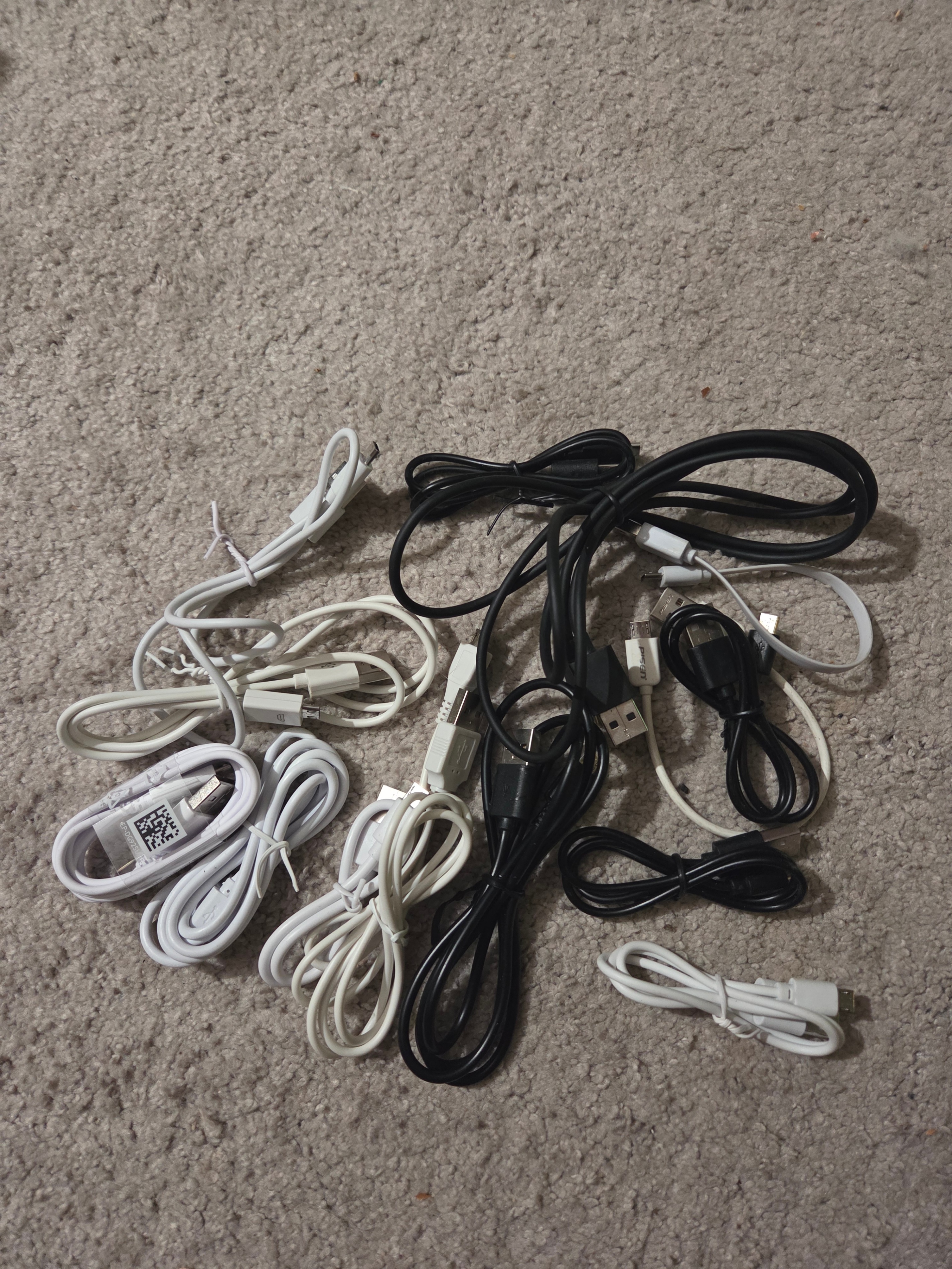Assorted USB-A to Micro-USB Charging Cables