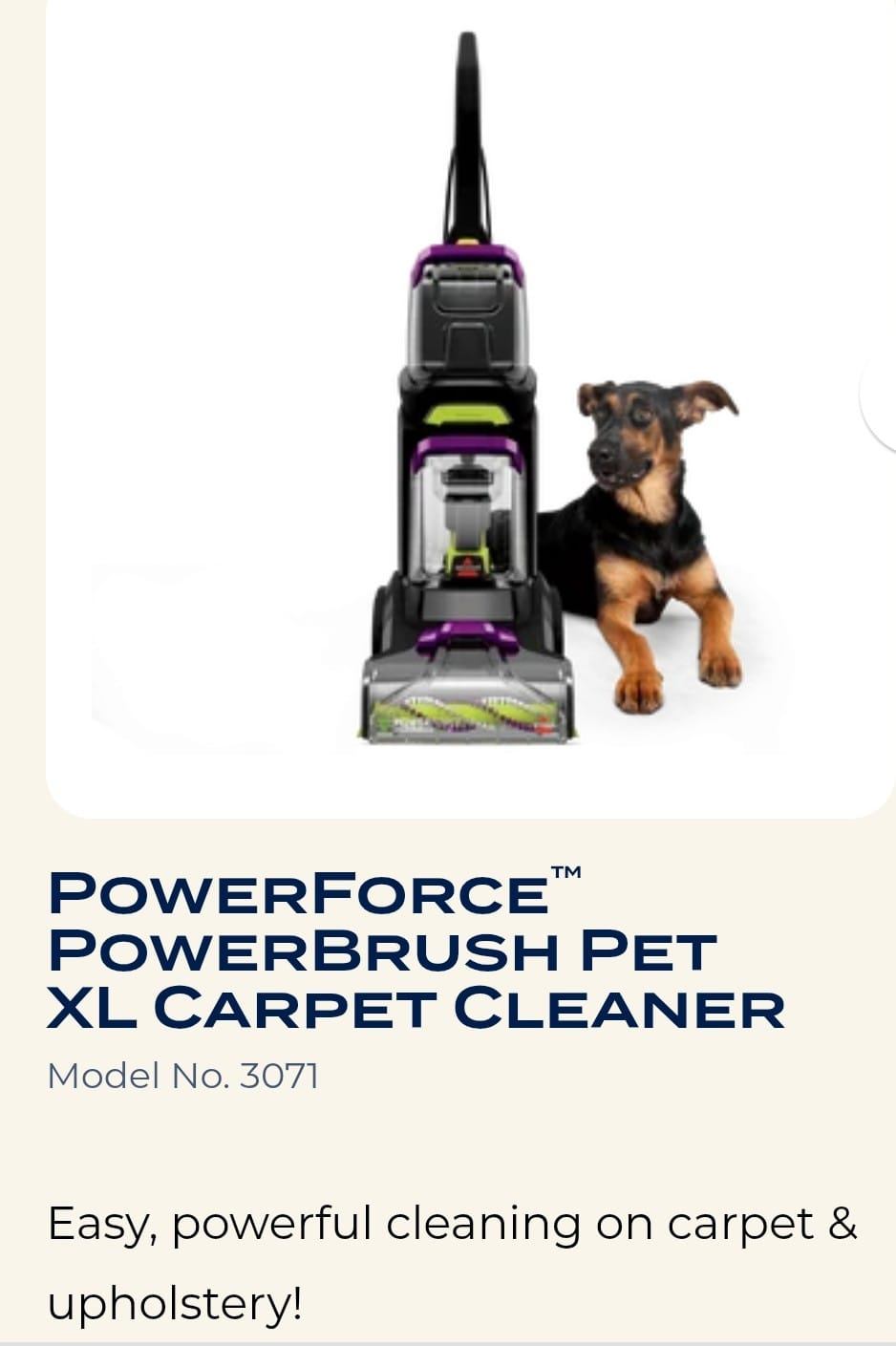 Bissell Powerforce Powerbrush Pet XL Carpet Cleaner