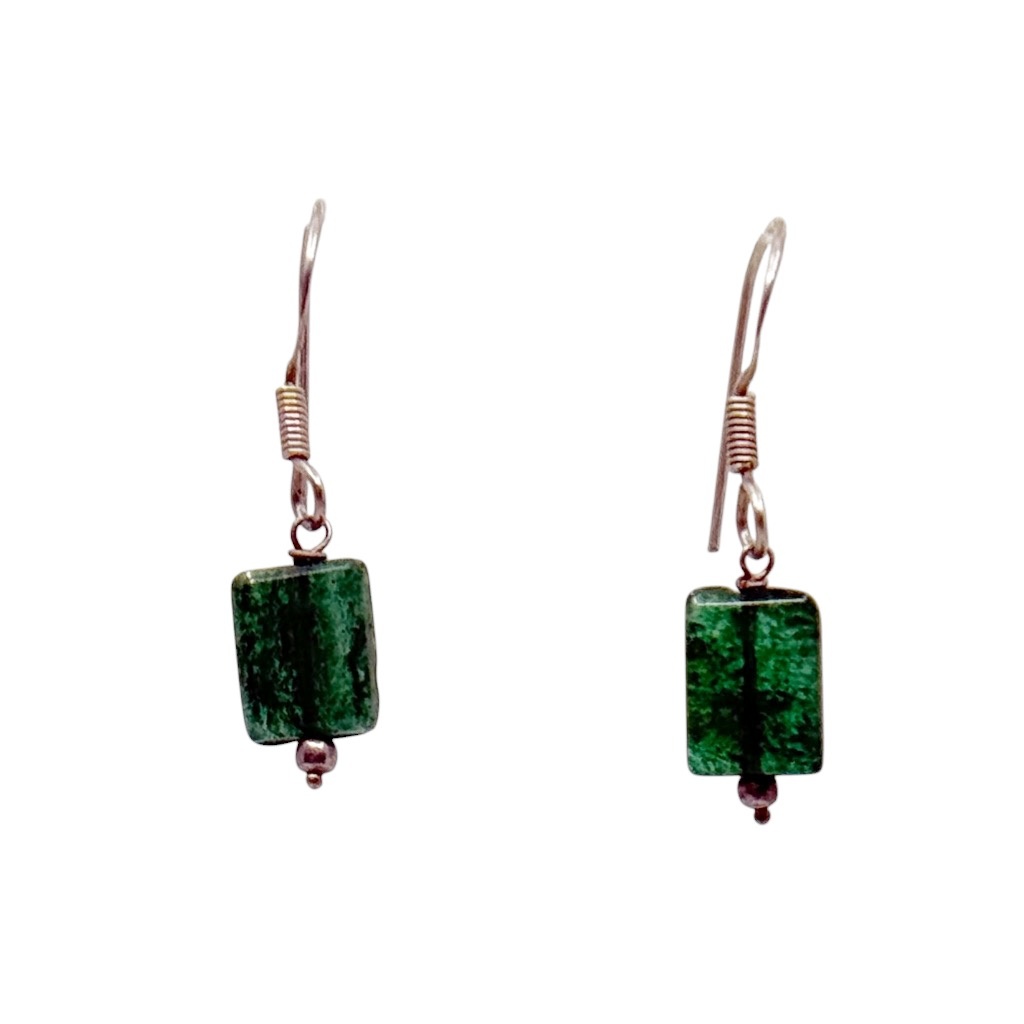 Sterling silver aventurine bead drop earrings - photo 2