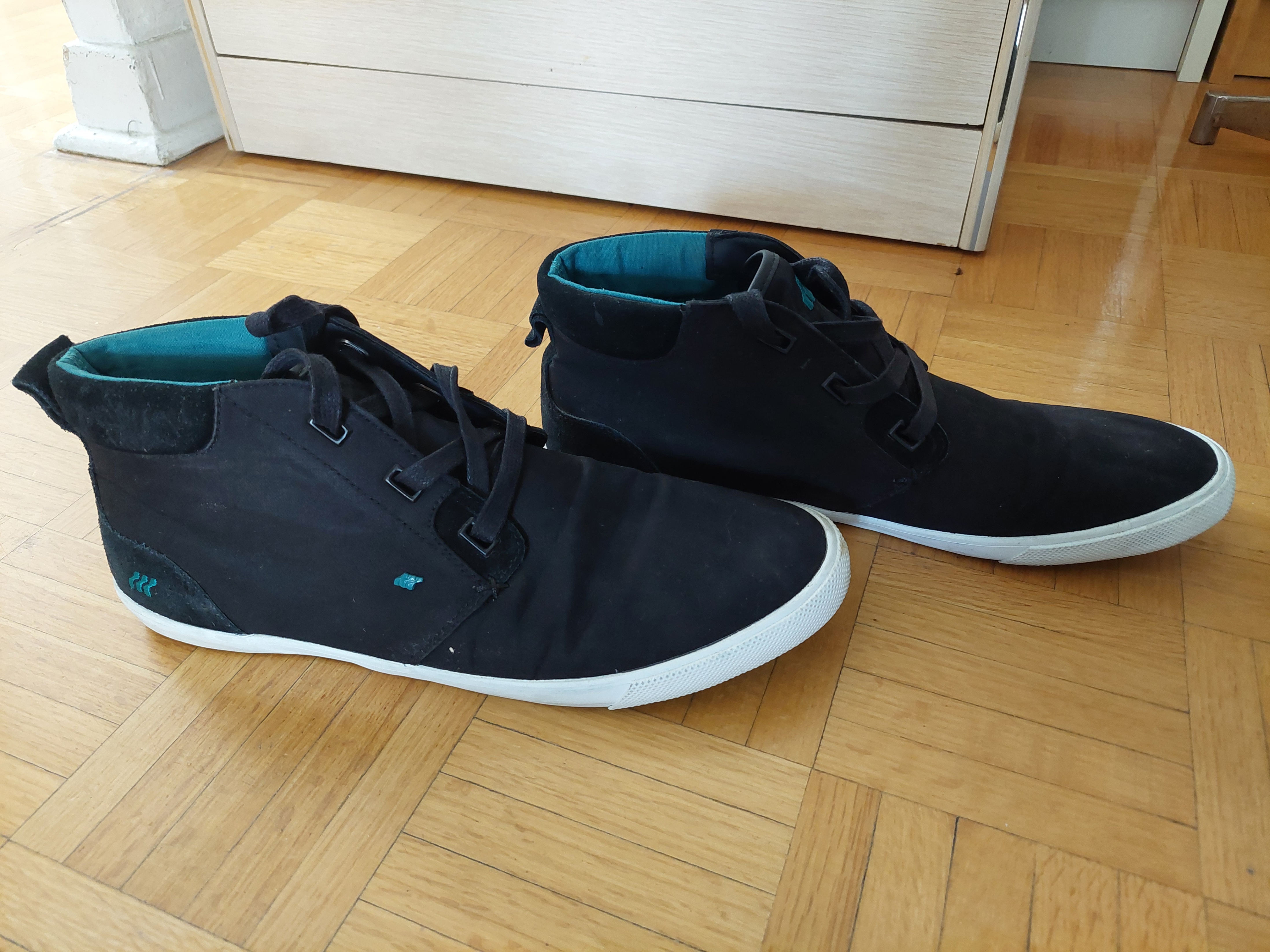 Men's Black Suede Sneakers Teal Boxfresh Mid-Top Stern BCH Shoes - photo 2