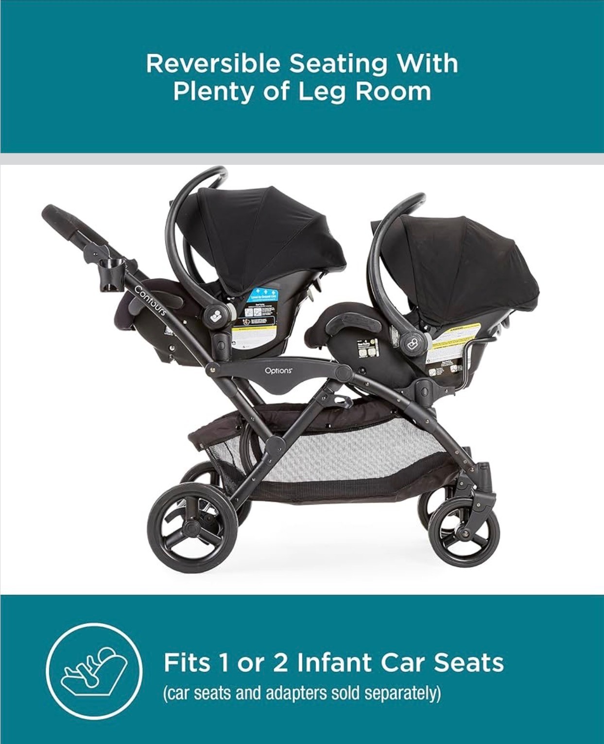 Lightweight Inline Tandem Double Stroller V2 Reversible Seats - photo 4