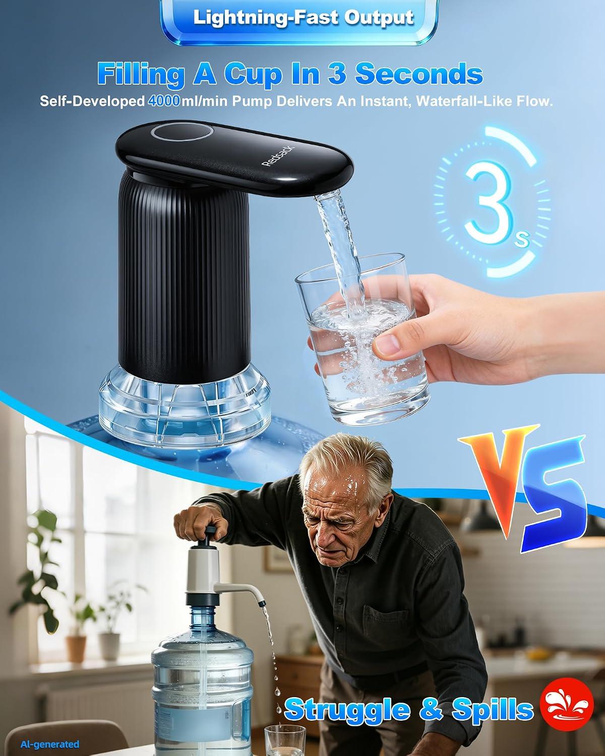 Water Pump for 1/2/3/5 Gallon Bottle,Quiet Water Dispense - photo 3