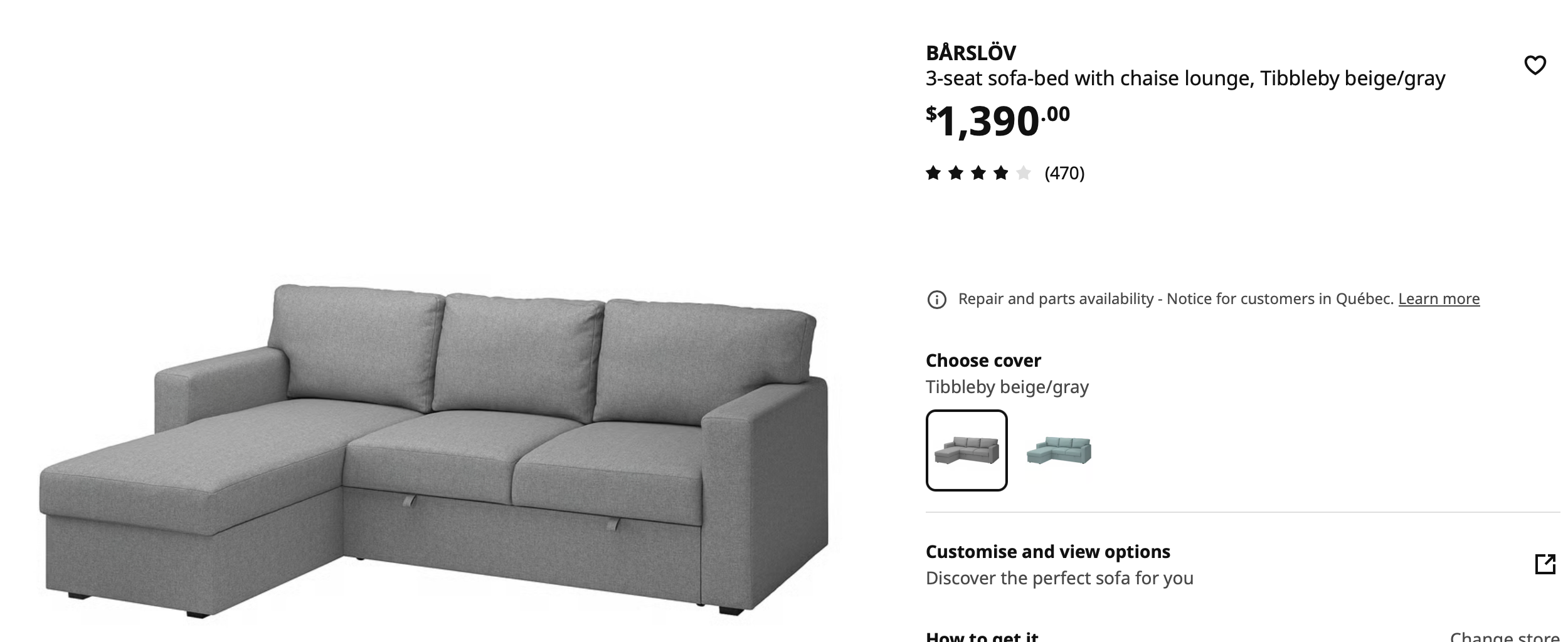 IKEA BÅRSLÖV 3-Seat Sofa Bed with Chaise - photo 3