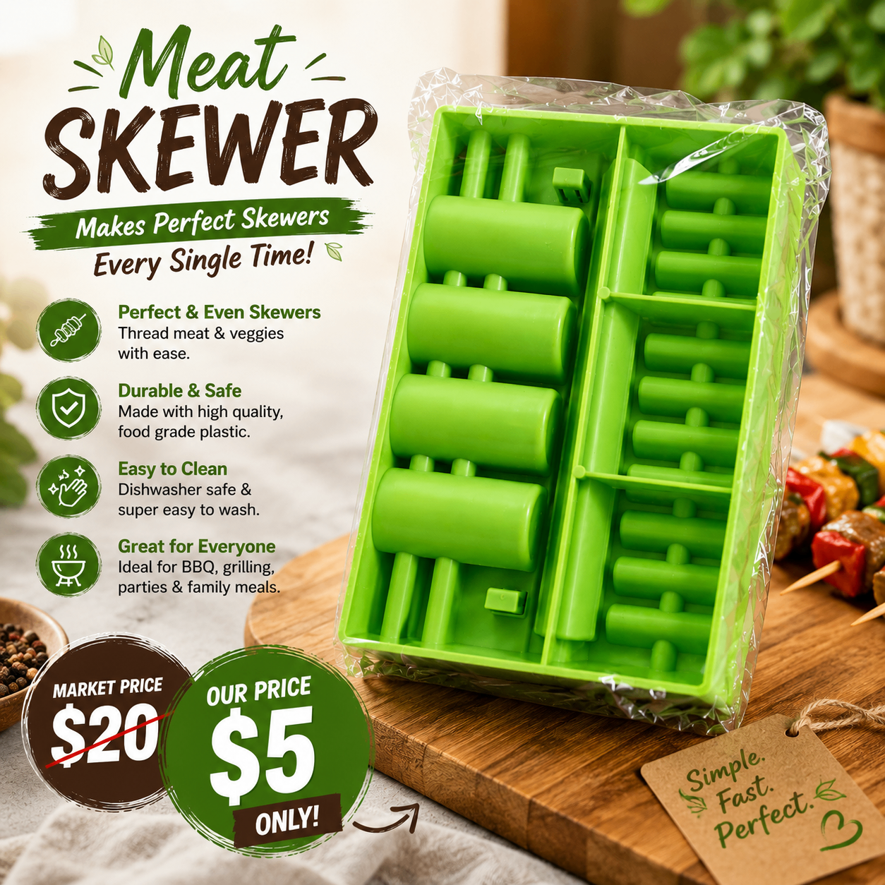 BBQ Meat Skewer Maker | Kebab Skewer Tool | Retail $20 | Only $5 - photo 2