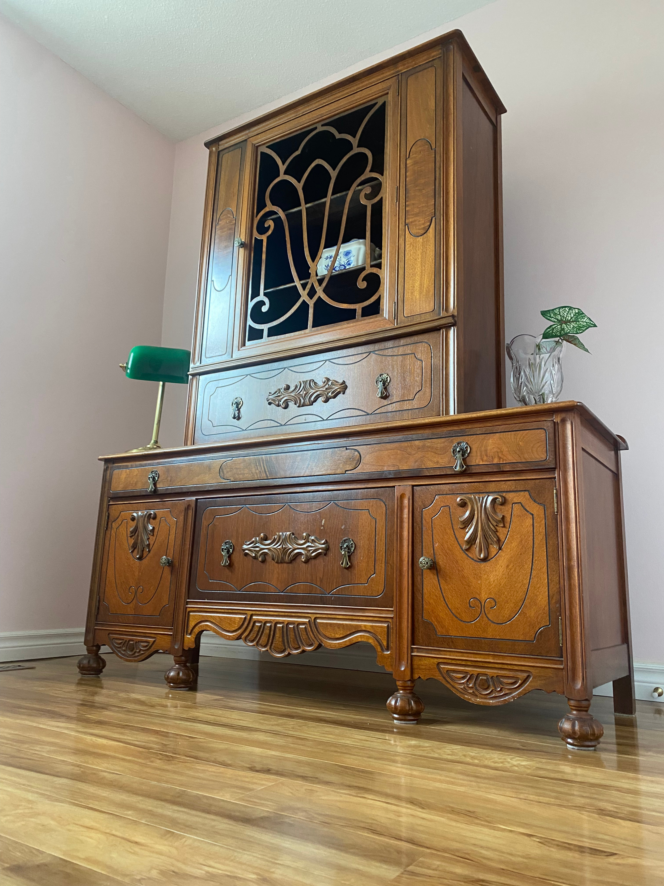 Vintage Wooden Buffet & Hutch (Solid Wood / Upcycle Project)