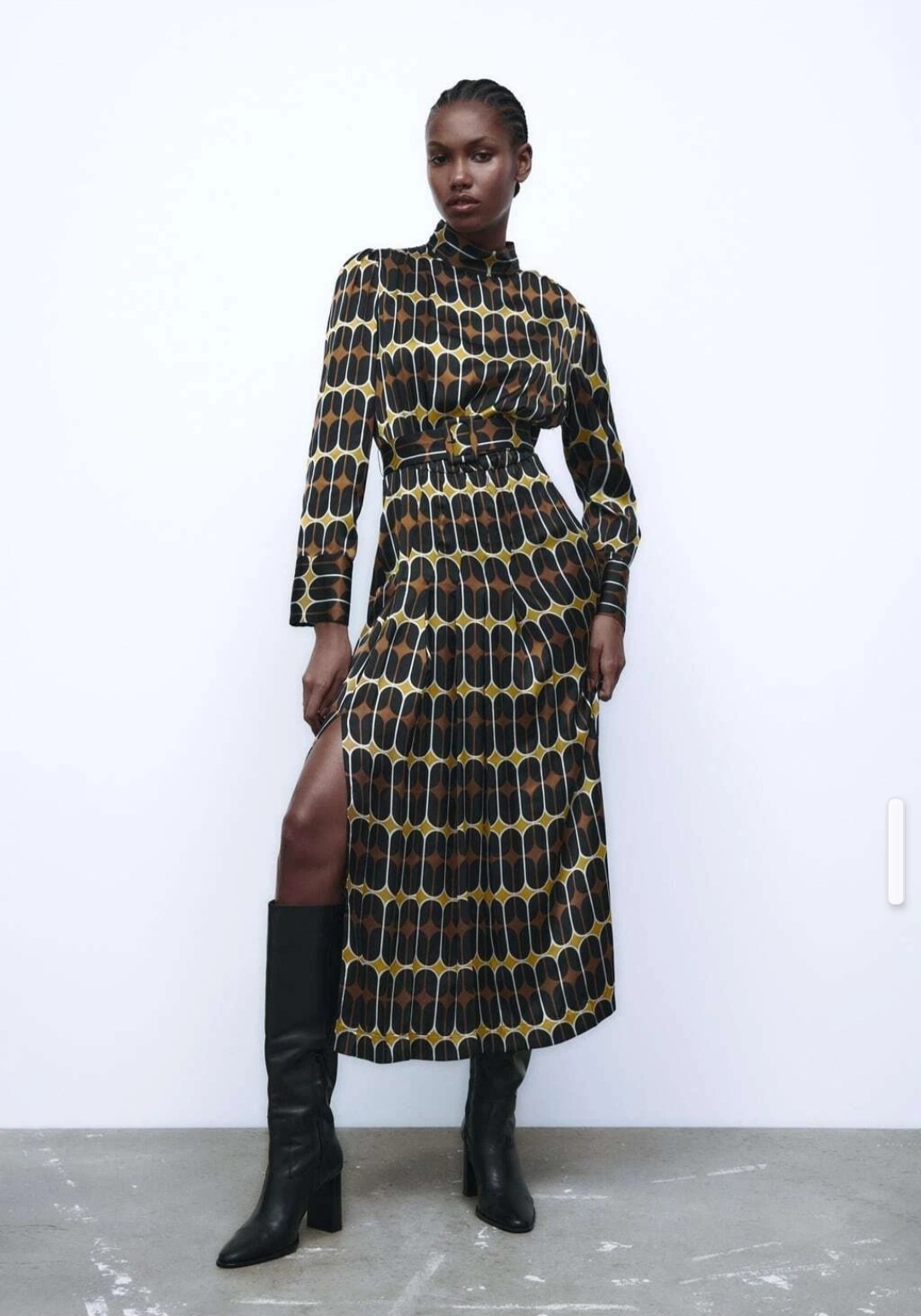 ZARA Geometric Pattern Long Sleeve Dress - photo 3