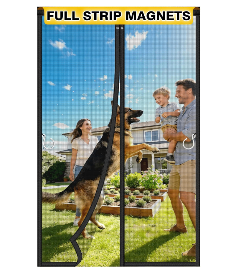 New Screen Door Mesh - Magnetic Self Sealing Hands Free & Black - photo 2