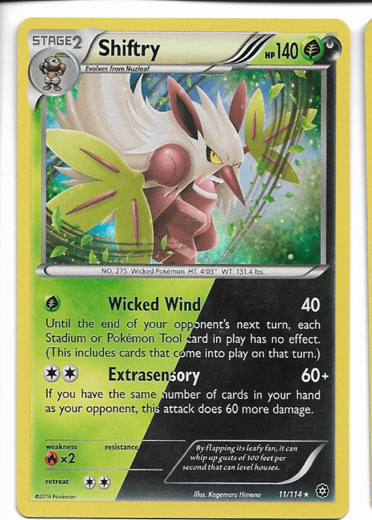 Pokemon Shiftry 11/114 Steam Siege Holo Rare LP