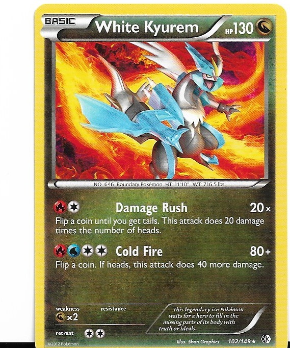 Pokemon White Kyurem 102/149 Boundaries Crossed Non-Holo LP