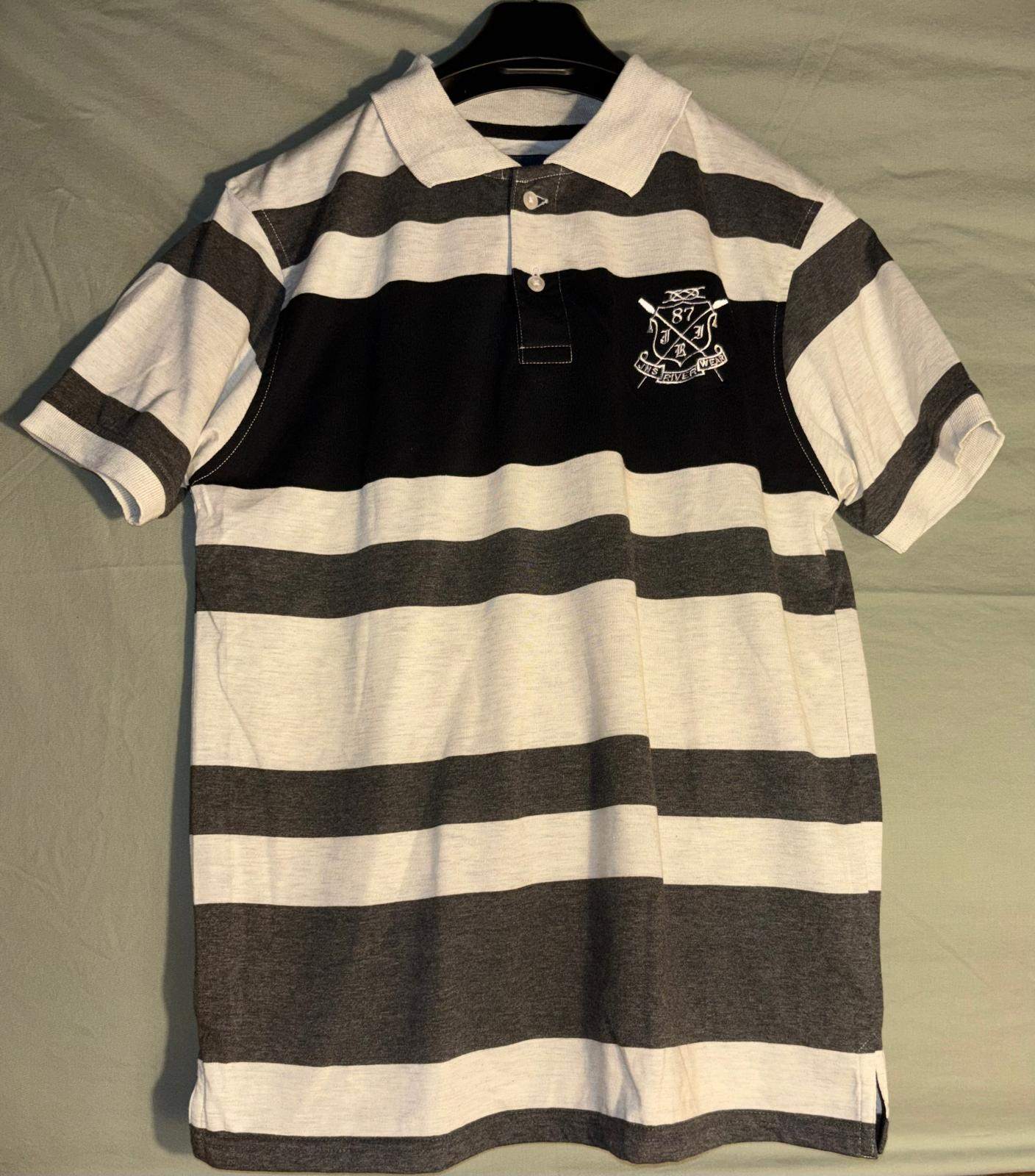 RIVERINC Grey and White Polo – Boy's Large – Excellent Condition