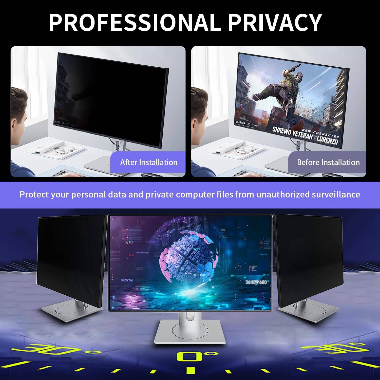 27 Inch Magnetic Hanging Computer Privacy Screen  2 pk - photo 4