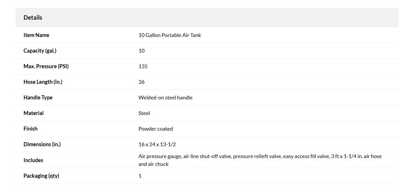 10 Gallon Portable Air Tank - photo 2
