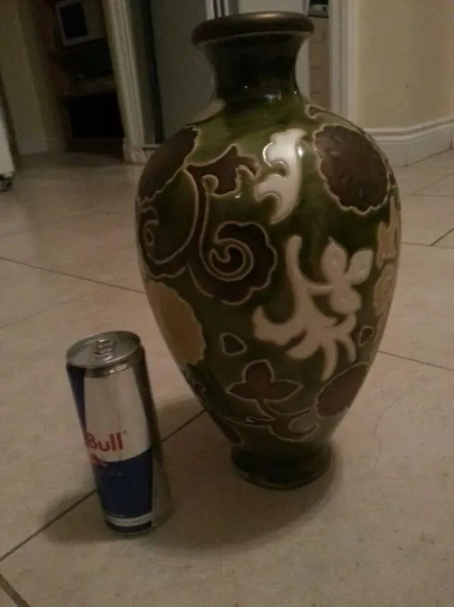 Lovely Large Painted Green Decorative Vase