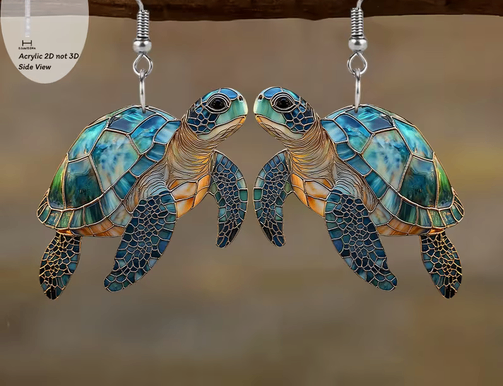 Cute 2D Acrylic Turtle Earrings