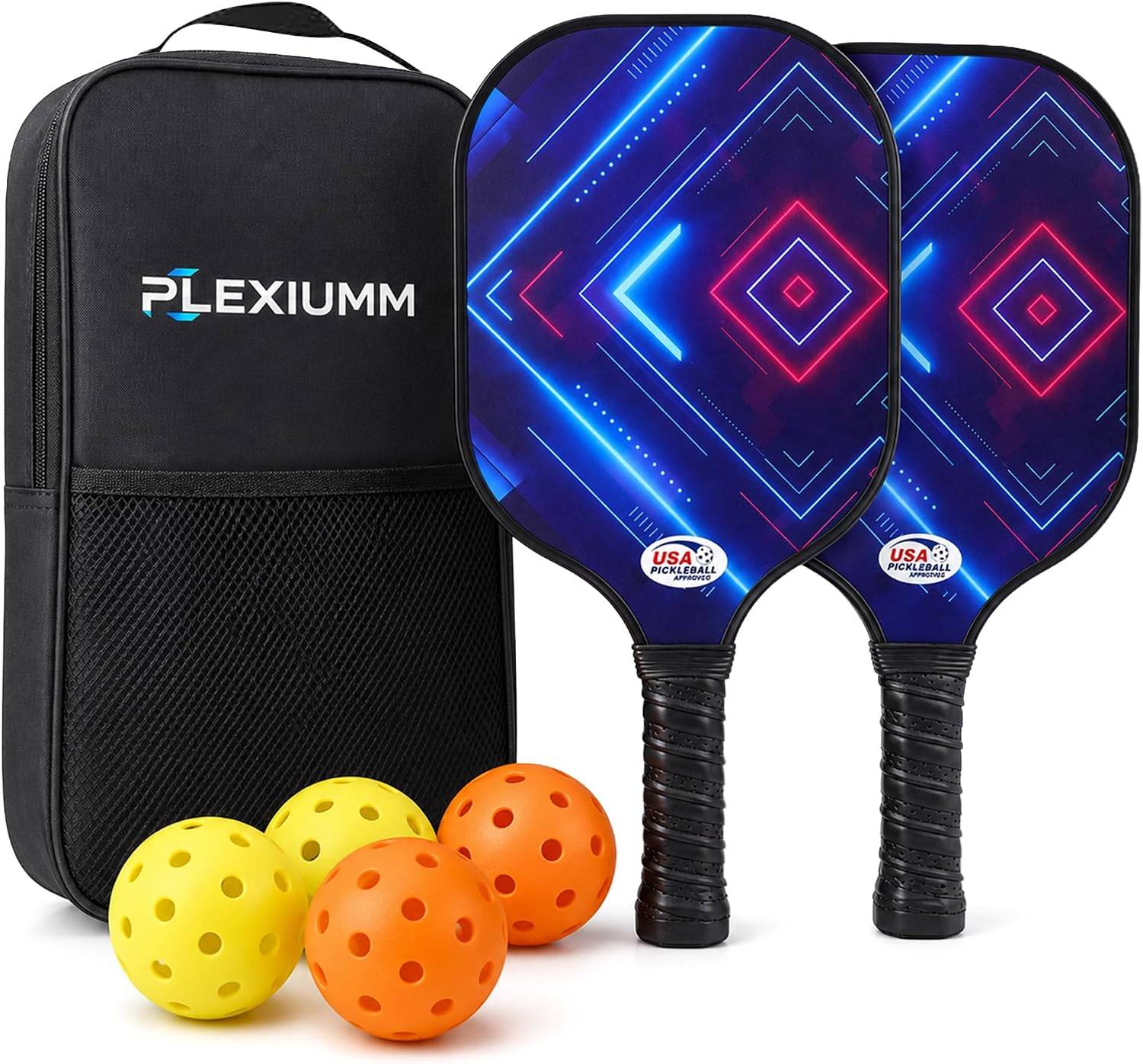 Pickleball Paddles Set of 2, USAPA Approved Fiberglass Surface