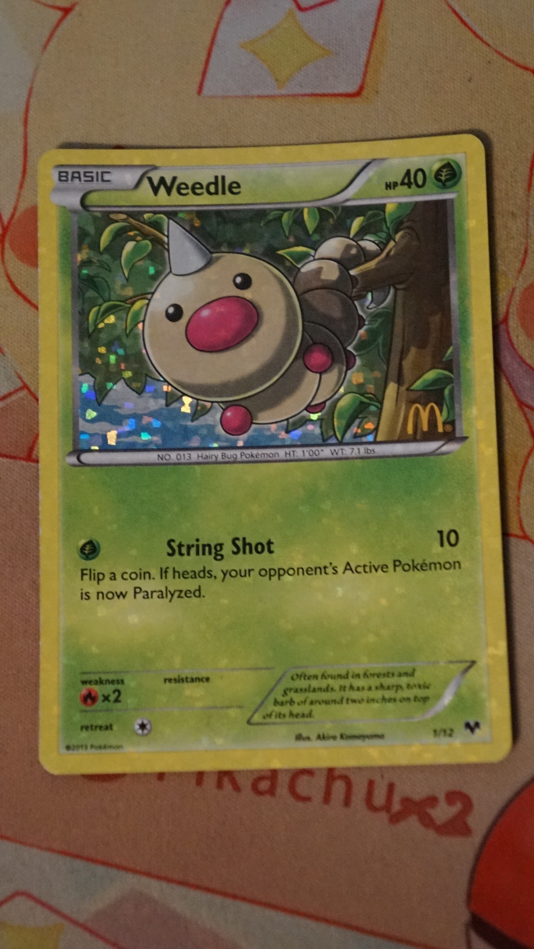 Pokemon Weedle 1/12 McDonald's Collection 2013 Holo LP - photo 3