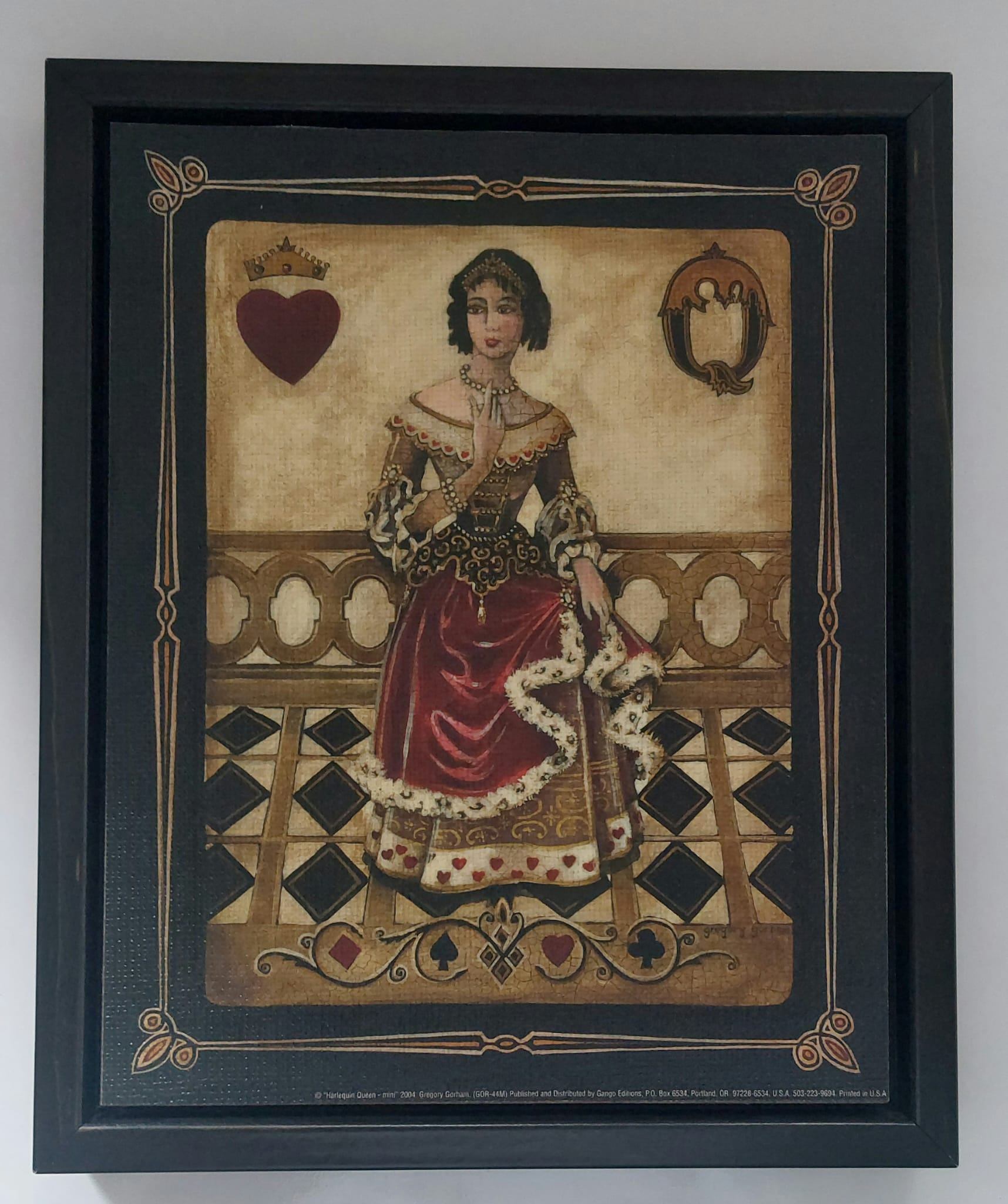Gregory Gorham "Harlequin Queen of Hearts" Framed Textured Art