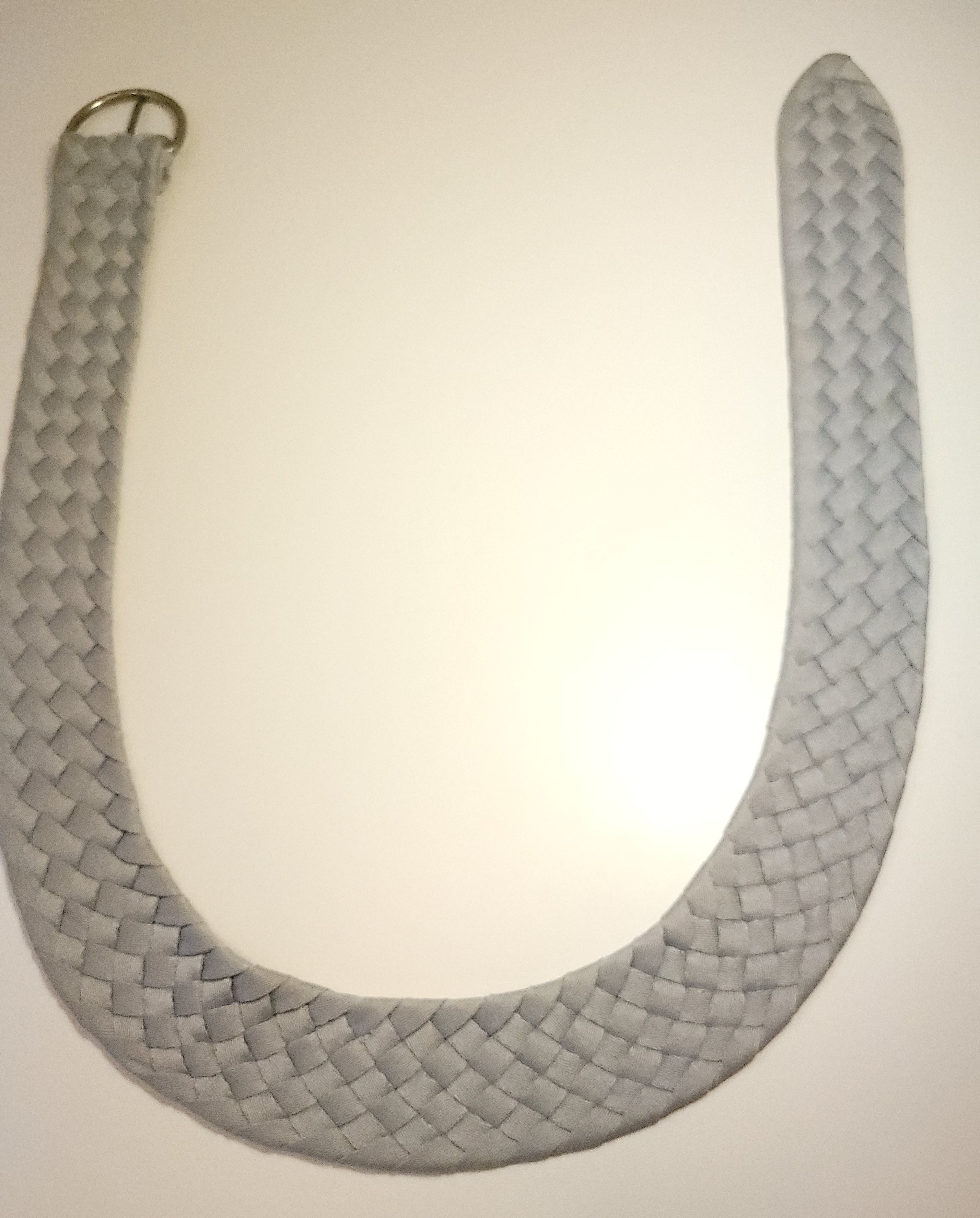 80s Pastel Blue Gray Braided Satin Woven Belt D-Ring Buckle Boho - photo 2