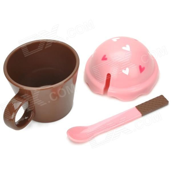 Ice Cream Strawberry Cup with Spoon and Lid - photo 3