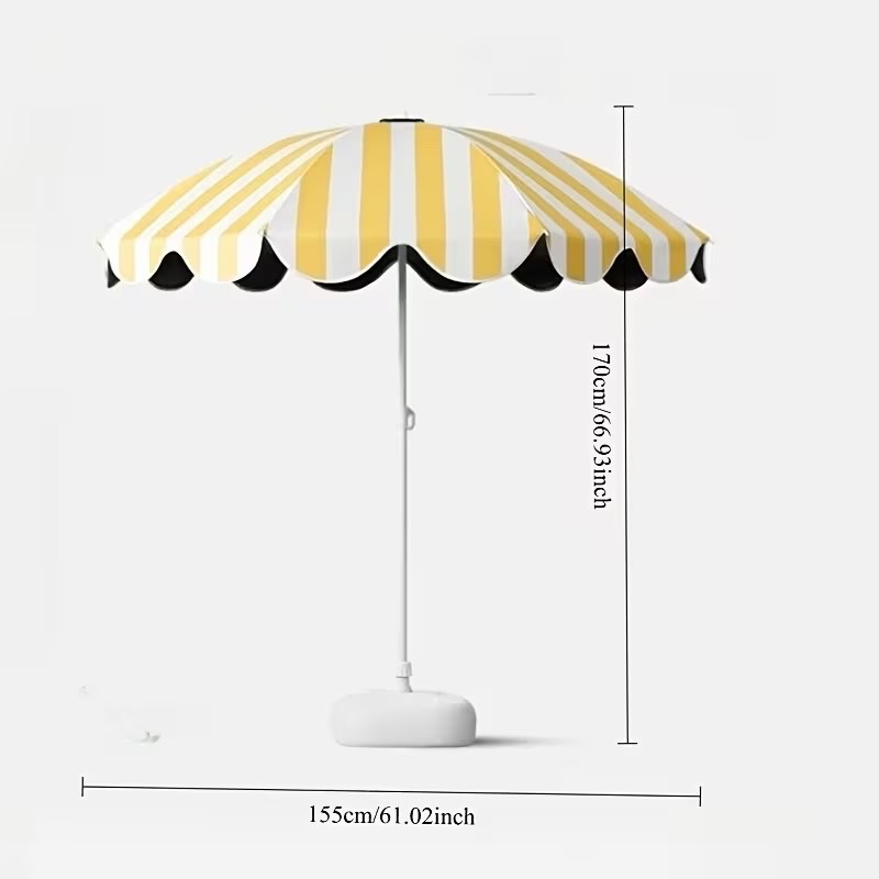 Pink/White Striped Outdoor Sunshade Umbrella - photo 2