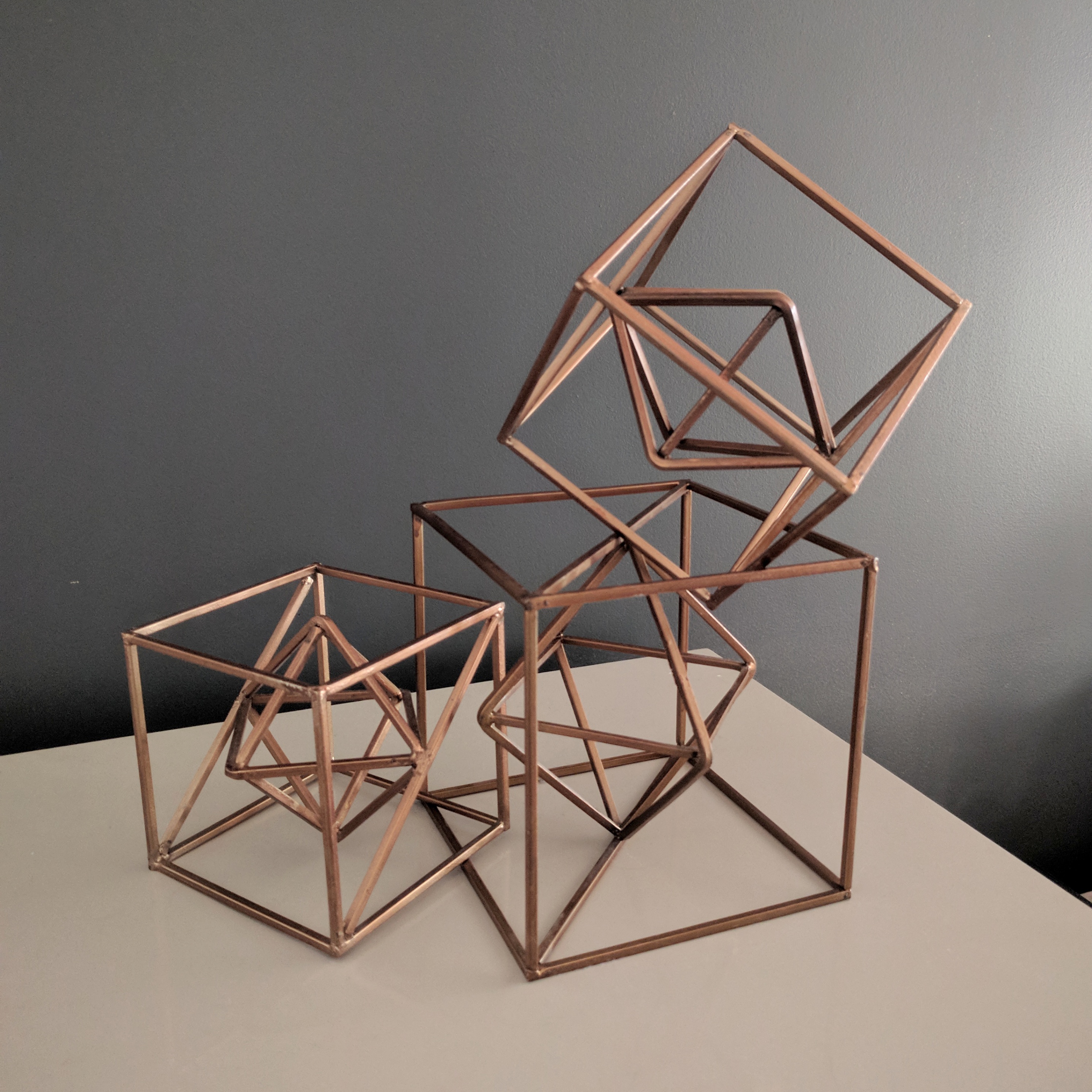 Bronze Geometric Centerpiece Ornament