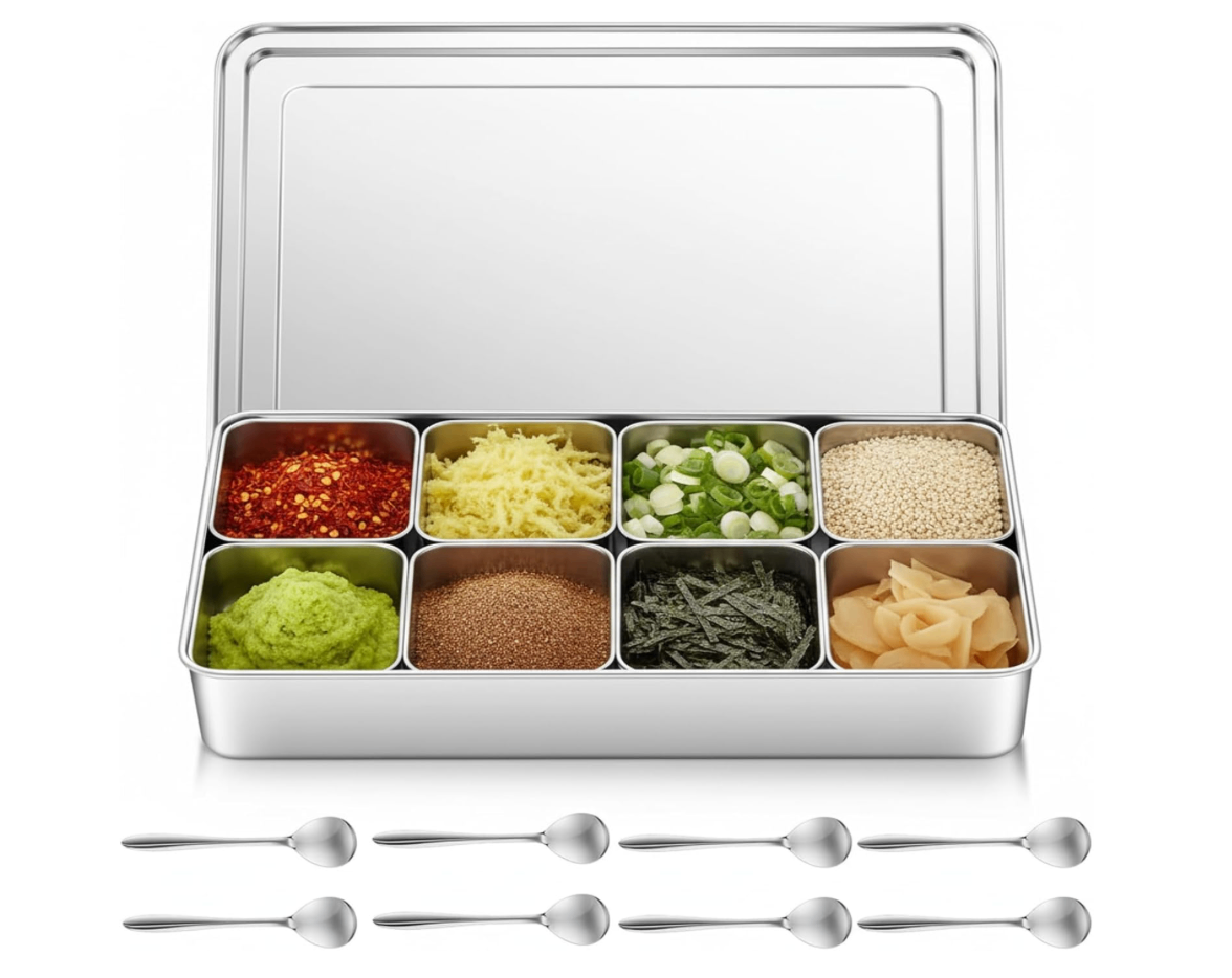 New Stainless Steel Masala Box Set - Kitchen Spice Organizer