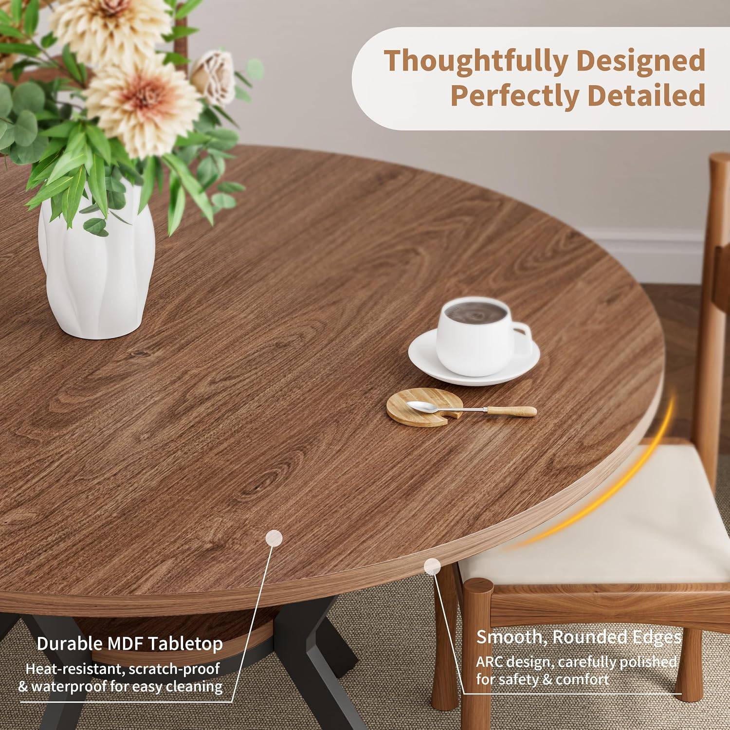 42" Round Wooden Dining Table for 4 with Storage Shelf BNIB - photo 4