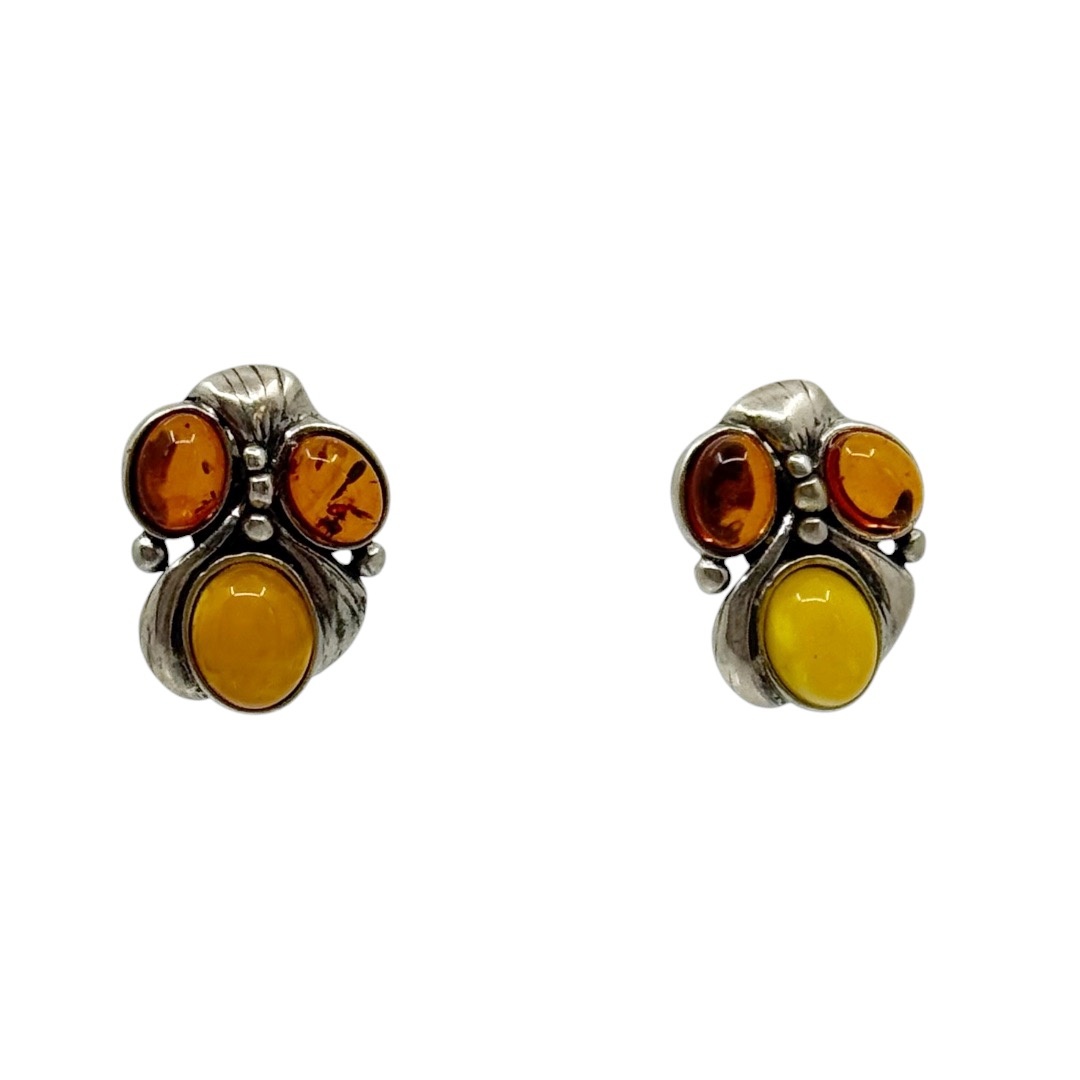 Vintage sterling silver baltic amber earrings - GM1237 - photo 2