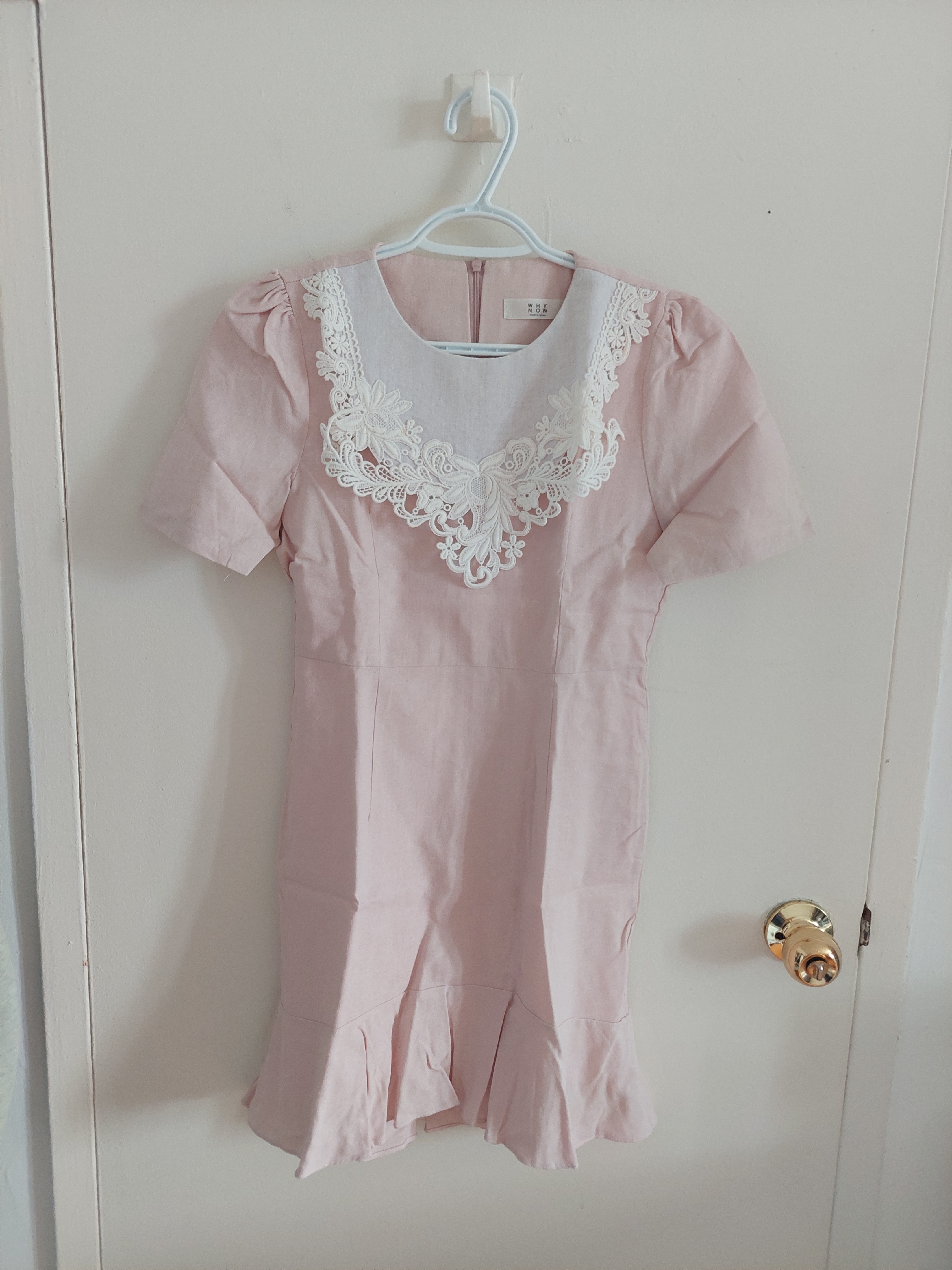 Made in Korea NEW Pink Lace Collar Summer Cotton Mini Dress - photo 5