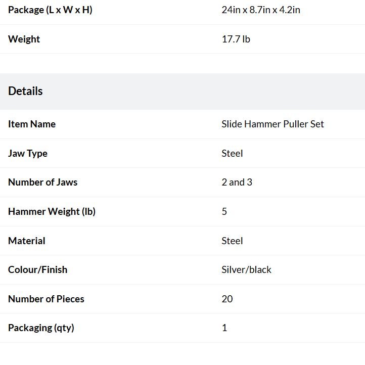 Slide Hammer Puller Set - photo 4