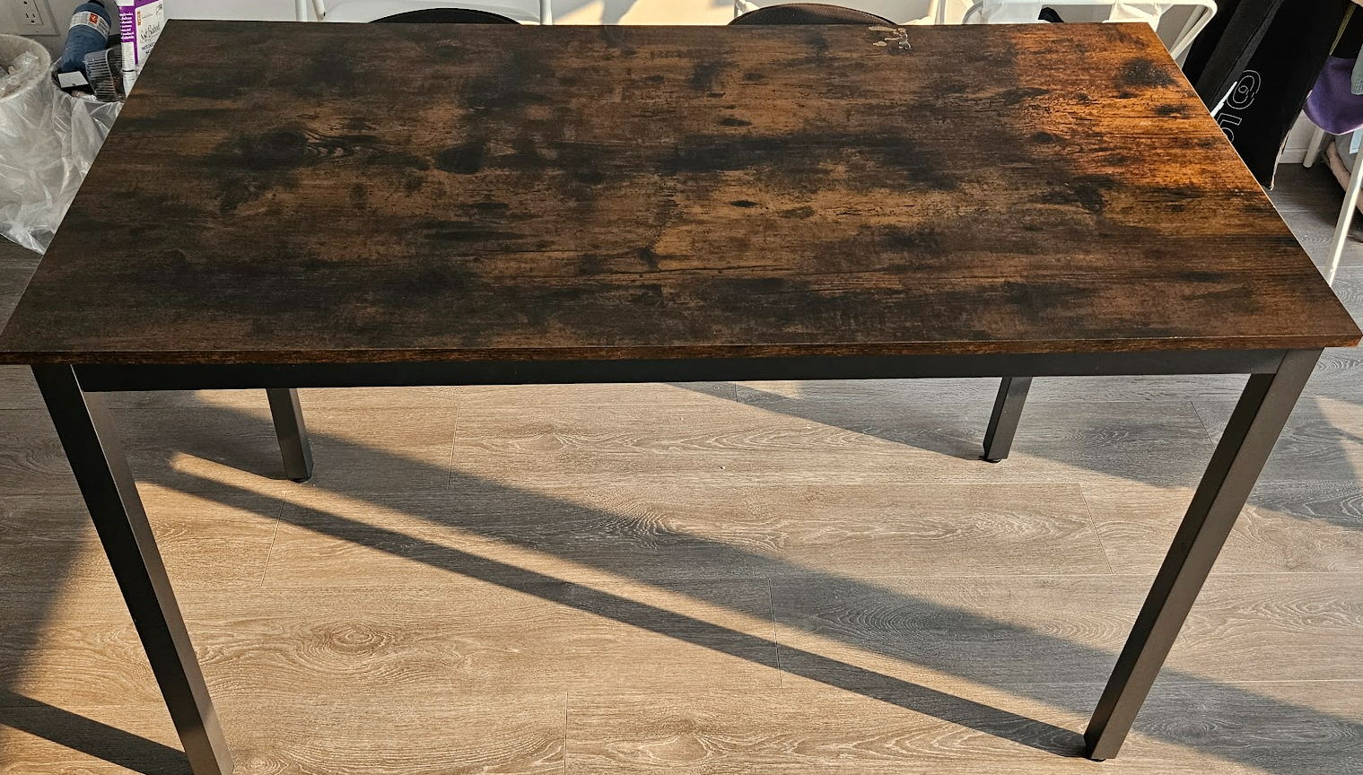 Rustic Wood Dining Table with Black Metal Legs