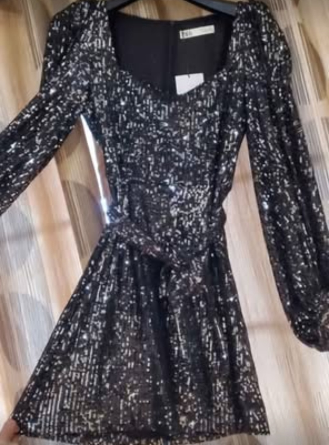 Zara Black Charcoal Long Sleeved Sequin Dress - photo 5