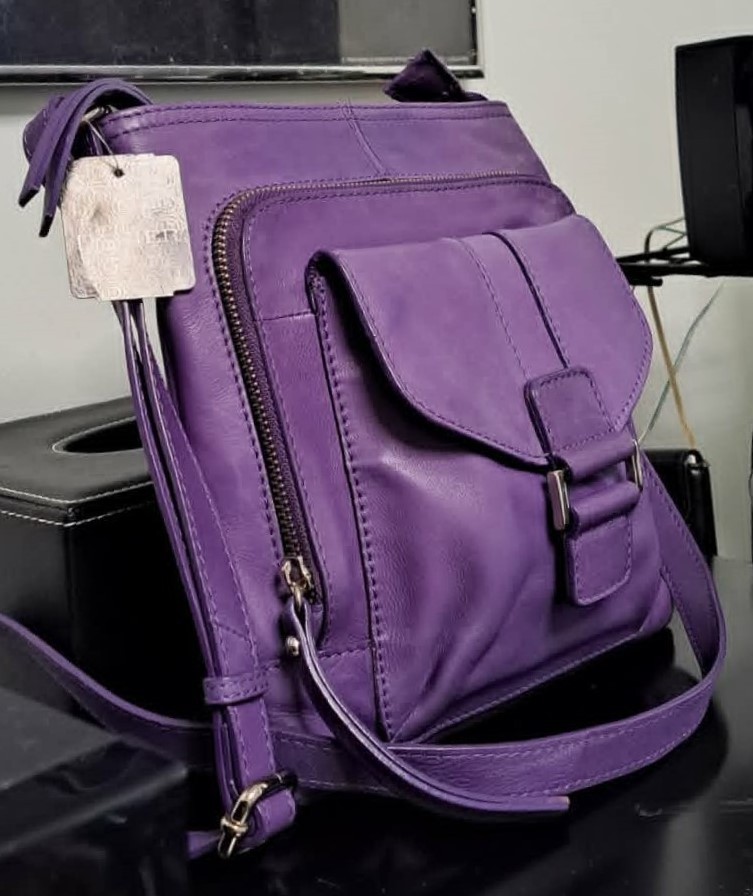 New Danier Purple Genuine Leather Crossbody Y2K Bag - photo 2