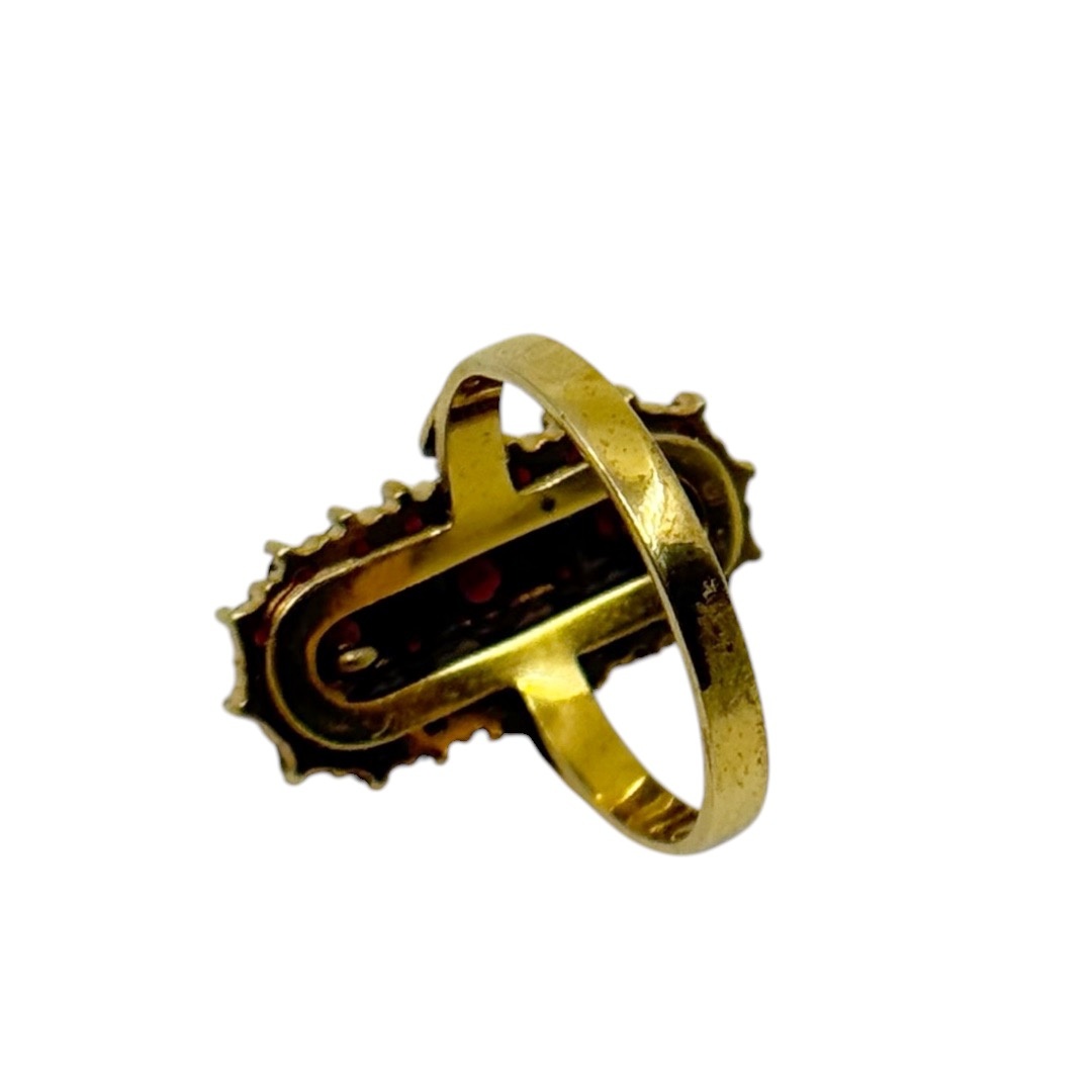 Vintage Gold over 900 silver bohemian rose cut garnet ring - photo 5