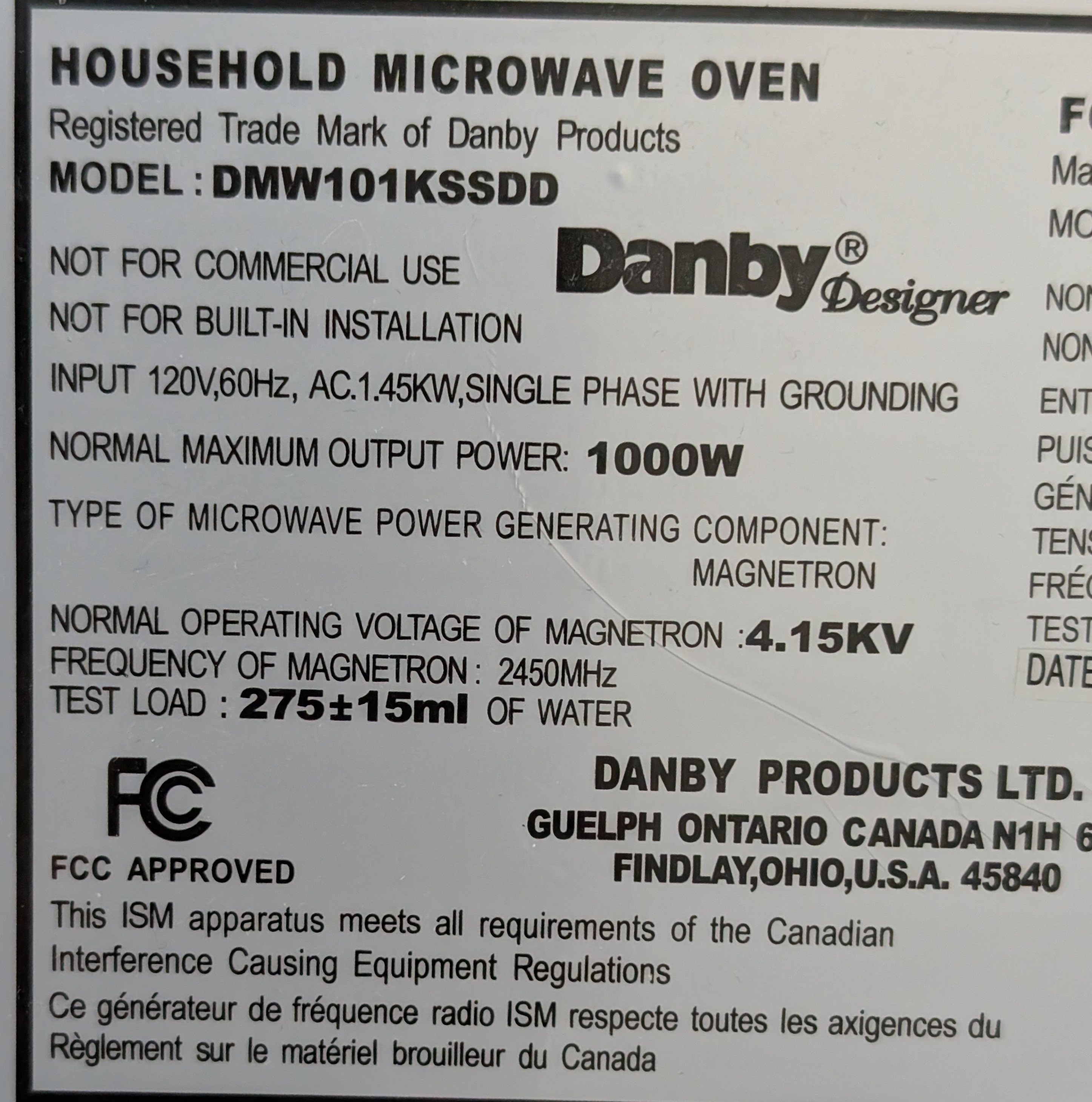 Microwave Oven Danby $50 - photo 4