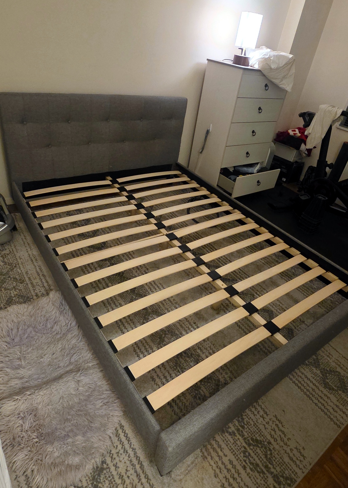 Queen Upholstered Bed Frame + Casper Mattress