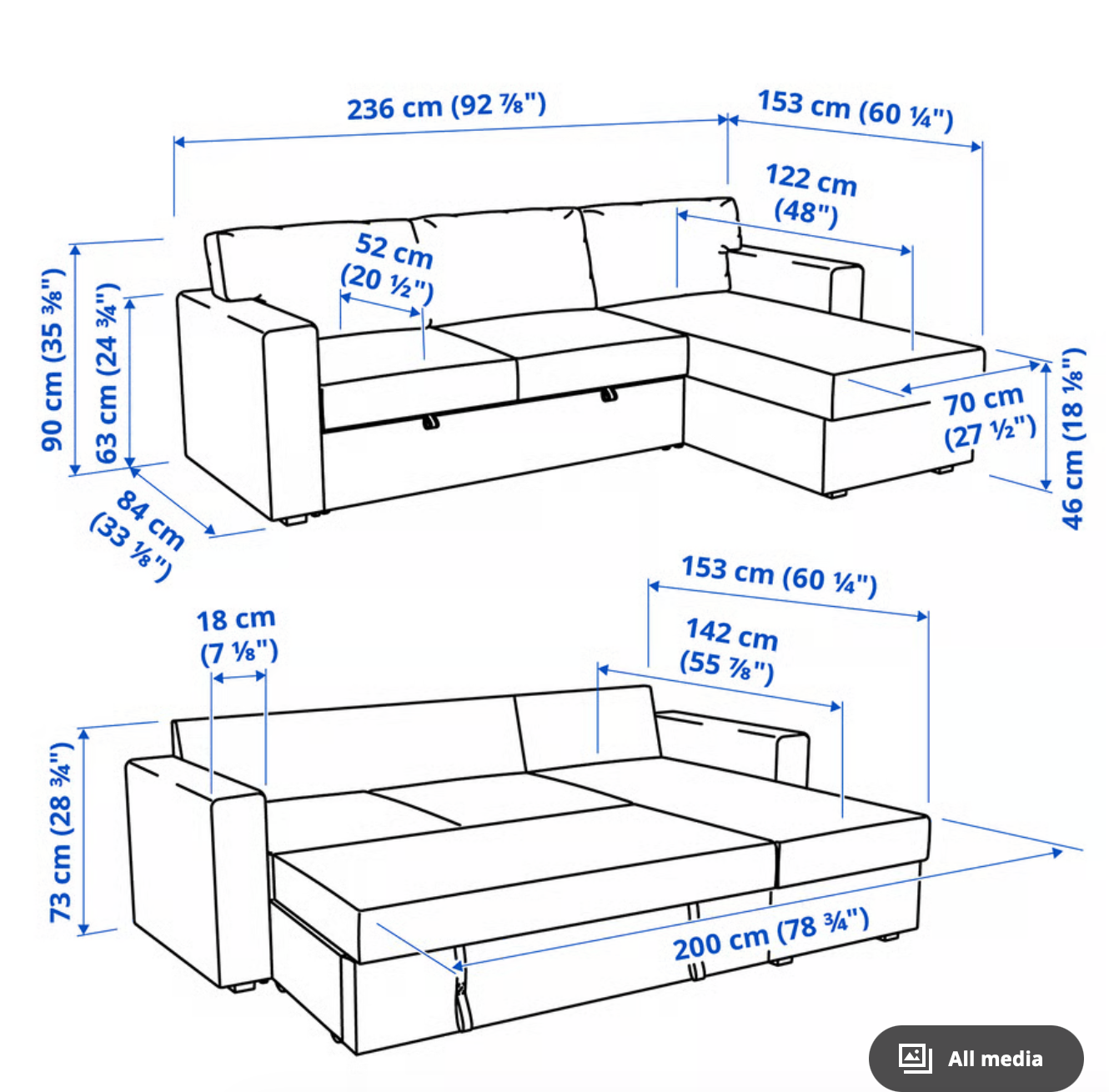 IKEA BÅRSLÖV 3-Seat Sofa Bed with Chaise - photo 4