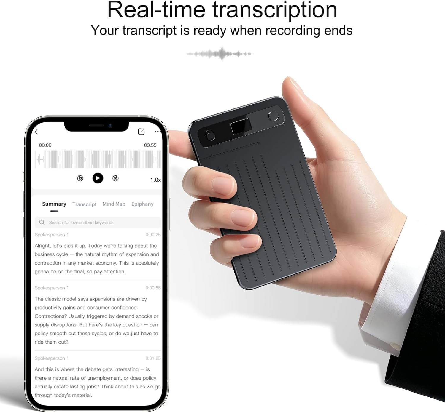 Note Pro AI Voice Recorder, 64GB AI Recorder with Transcription - photo 3