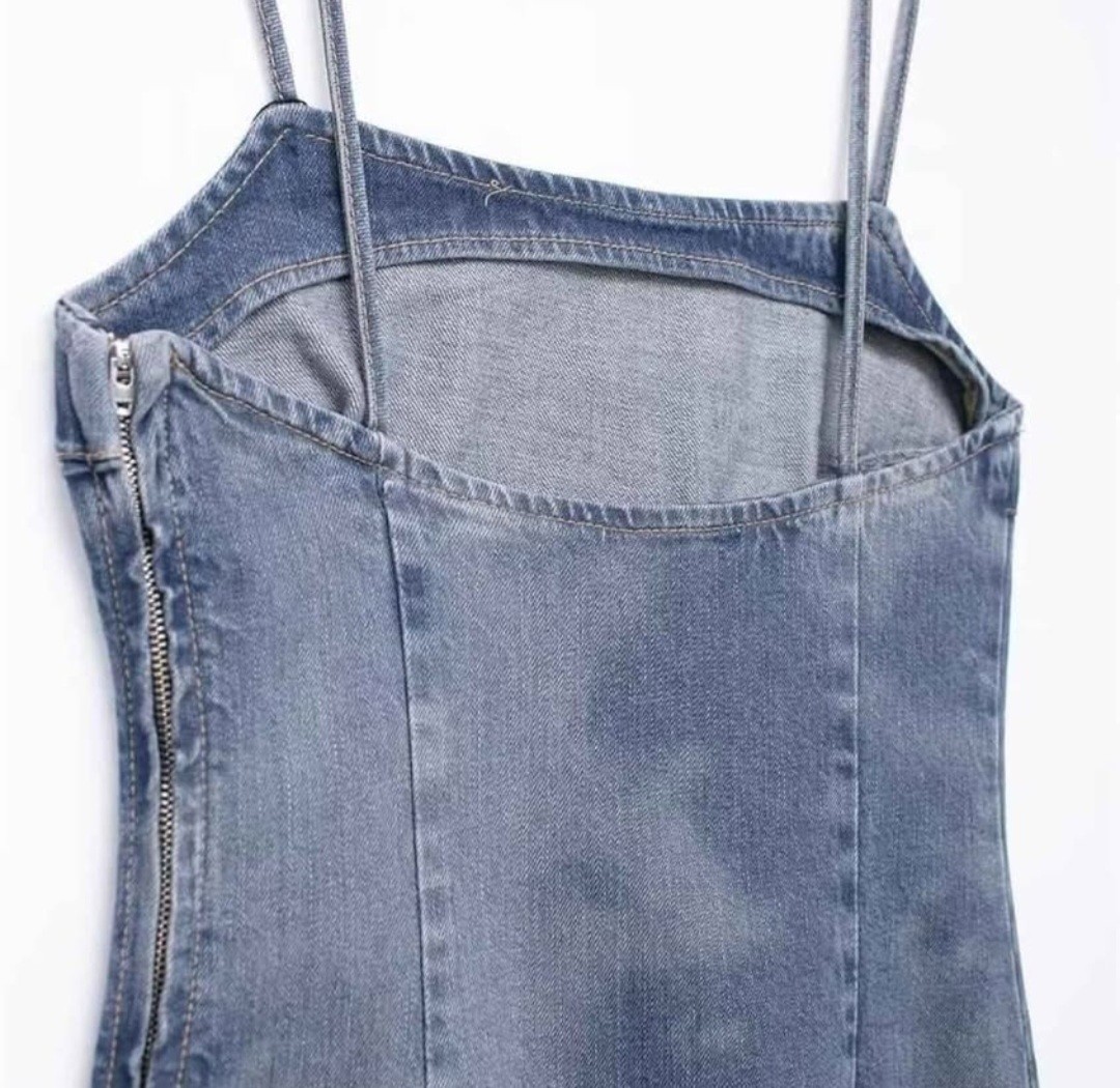 Zara Lace Denim Side Slit Dress - photo 4