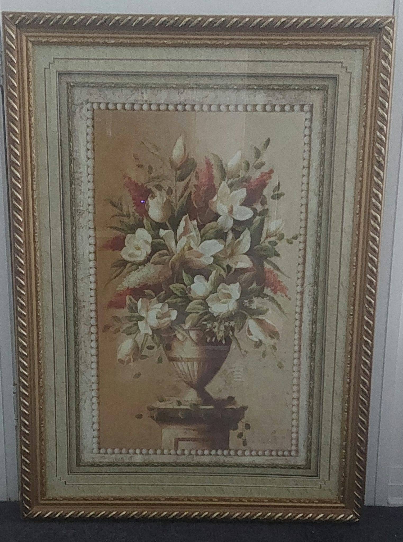 Large Ornate Gold Framed Floral Print (44" x 32")