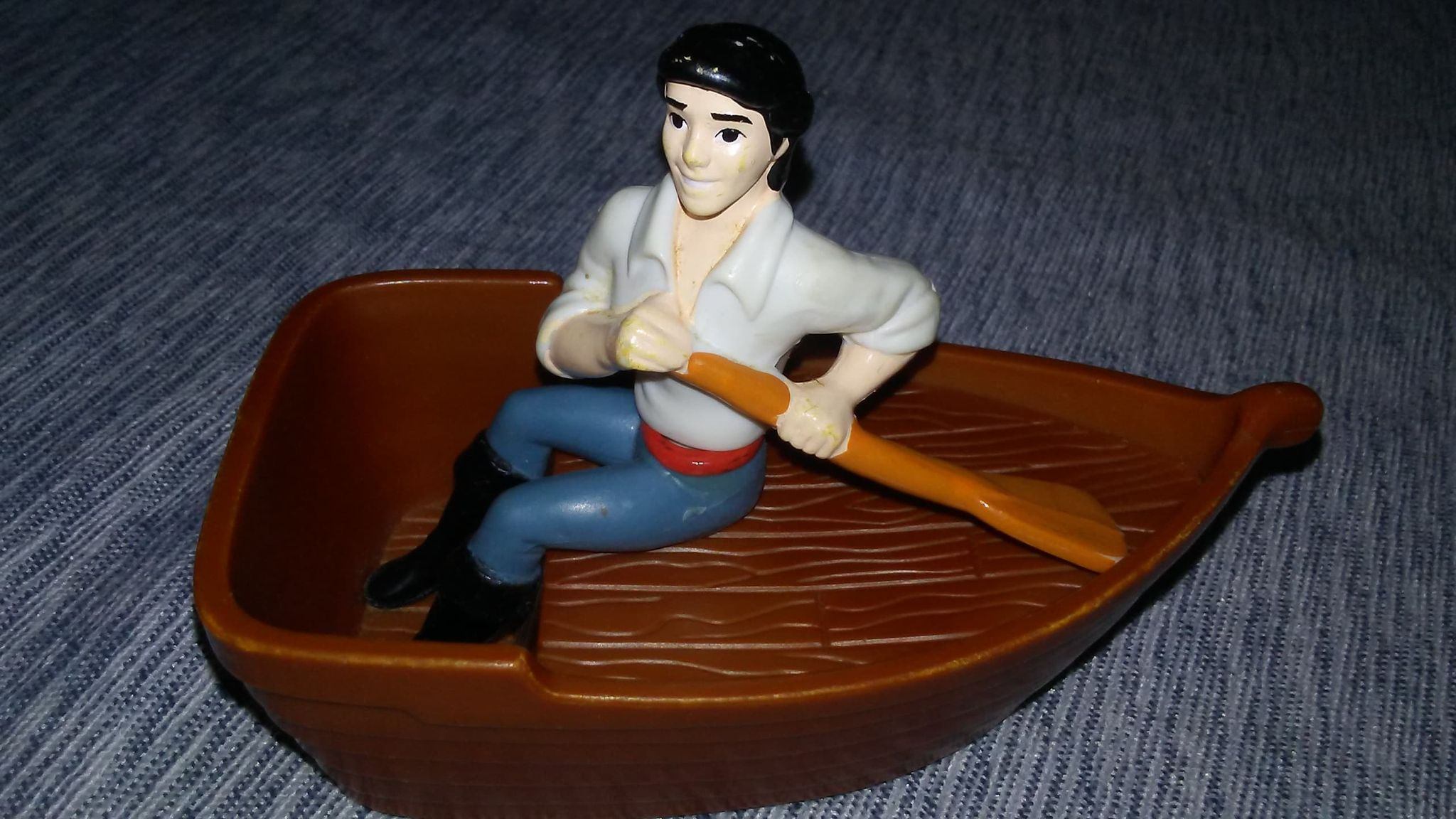 Vintage Disney Little Mermaid Prince Eric in Rowboat Toy Figure