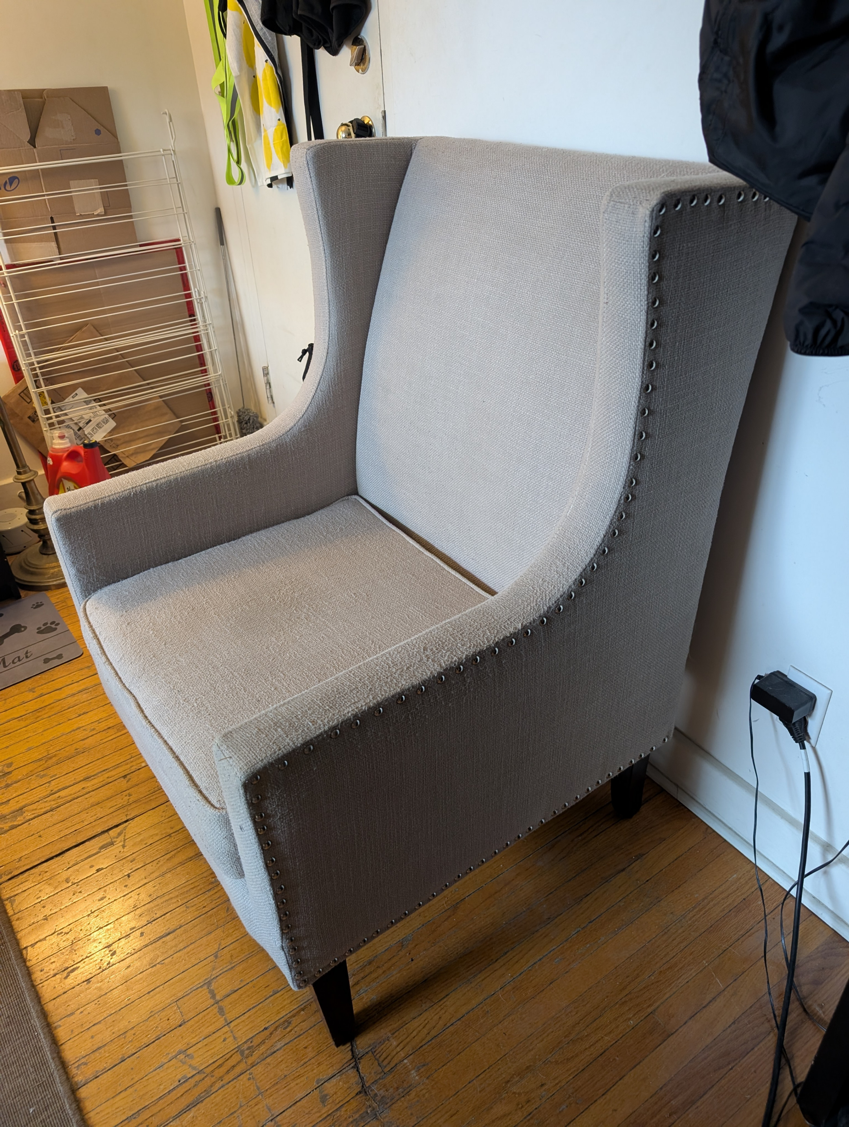 Wingback Accent Chair - Light Beige - photo 5