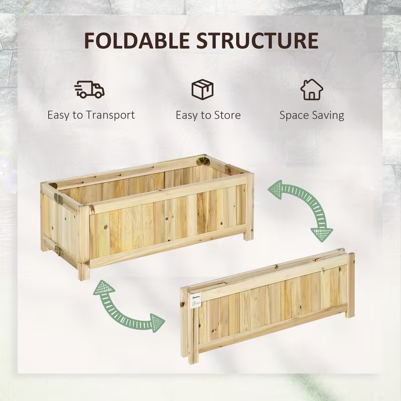 28" x 12" Foldable Wooden Raised Garden Bed - photo 3