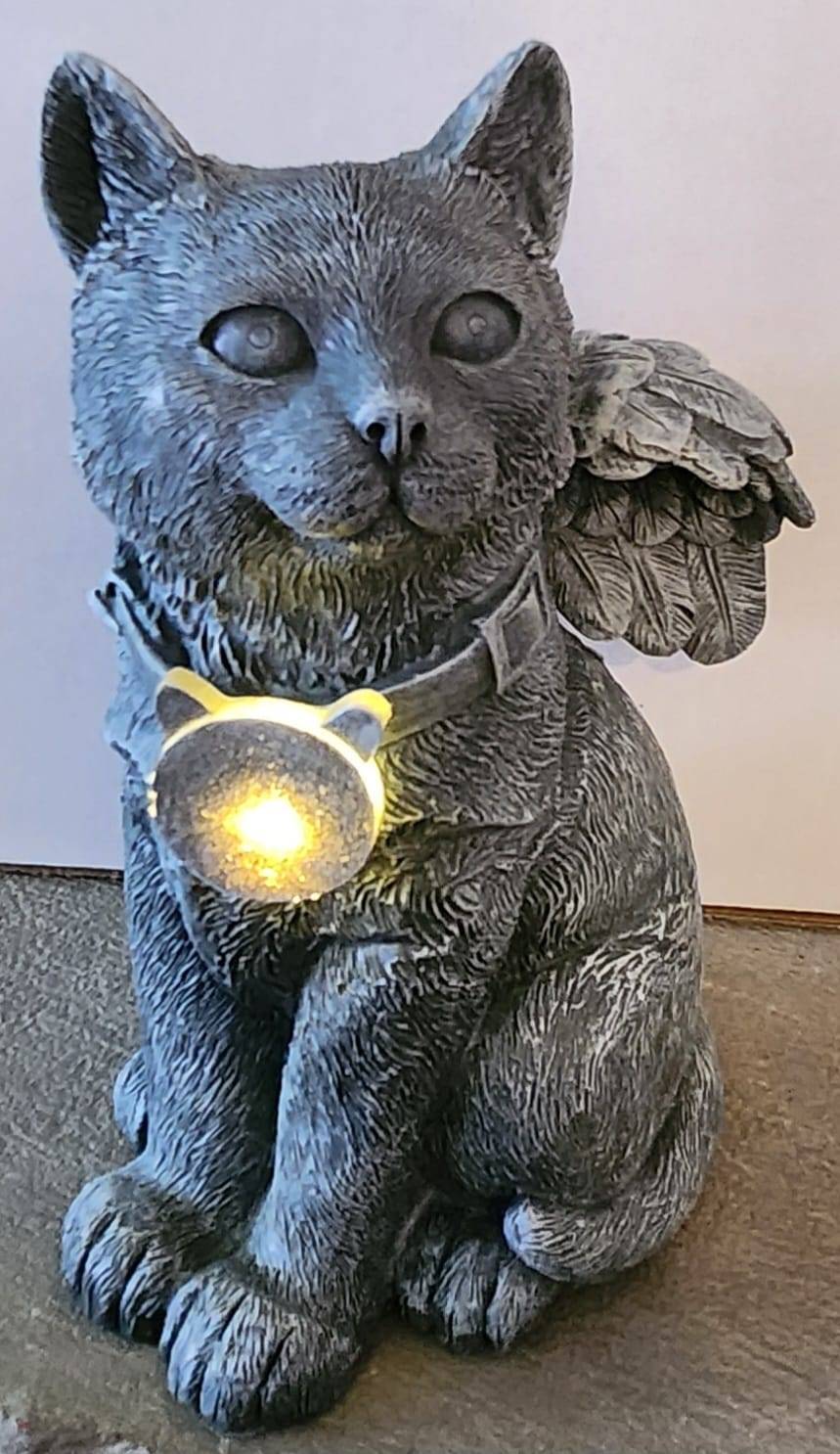 Solar Angel Cat Memorial Garden Statue