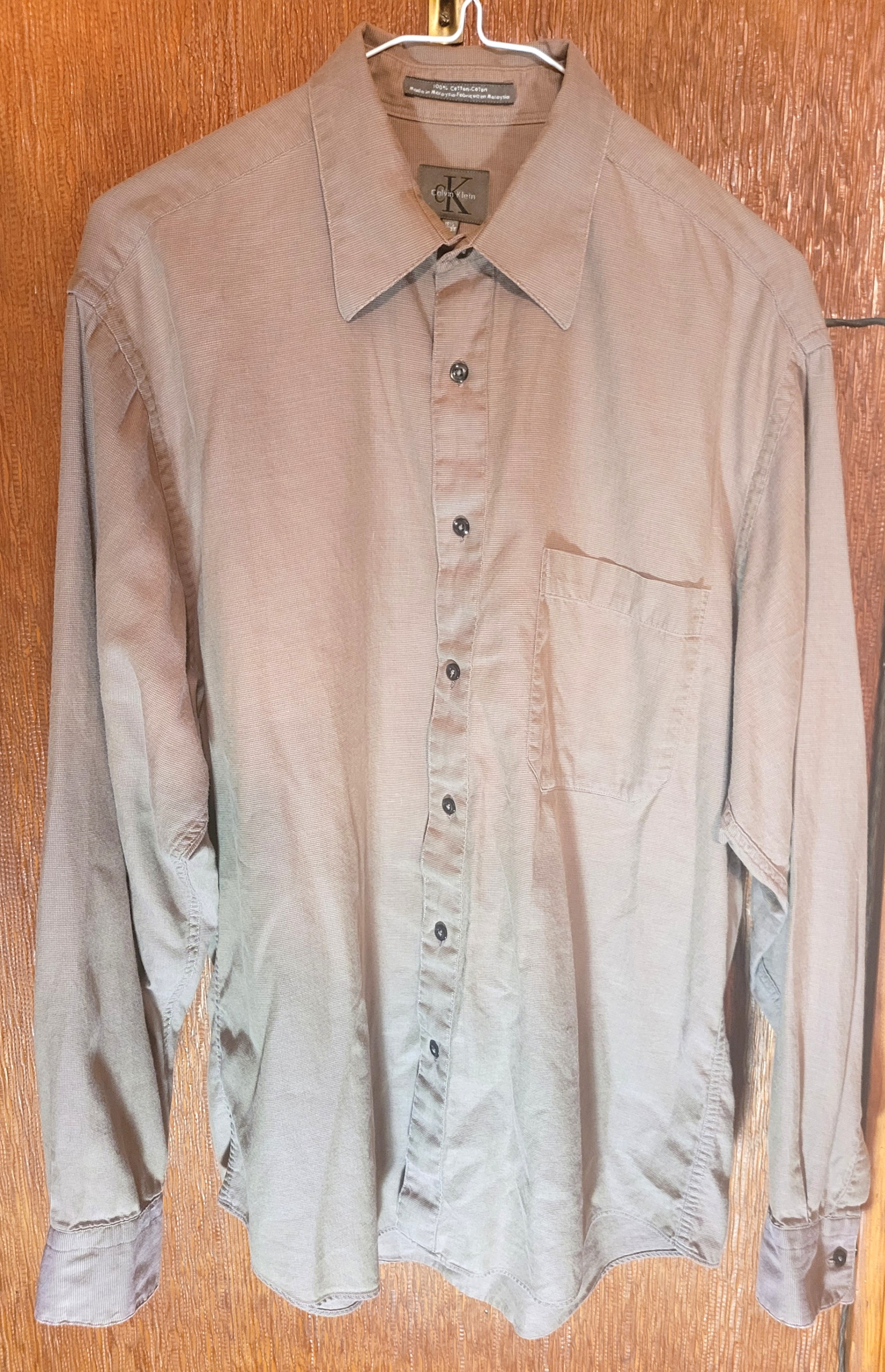 Vintage cK Calvin Klein Mens 15.5 34-35 Taupe Brown 100% Cotton - photo 4